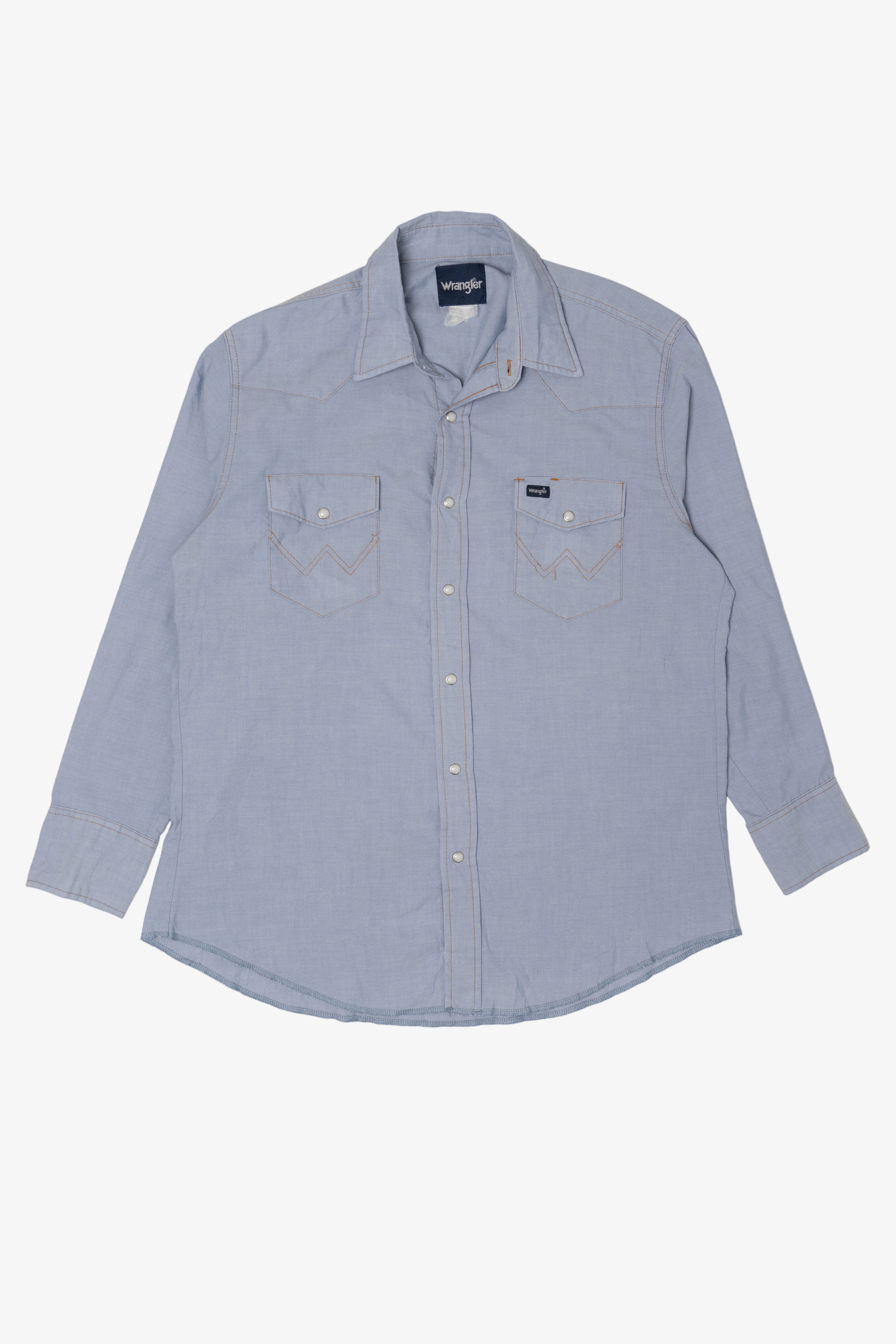 Vintage Light Blue Wrangler Cowboy Cut Snap Button Shirt (1990s)