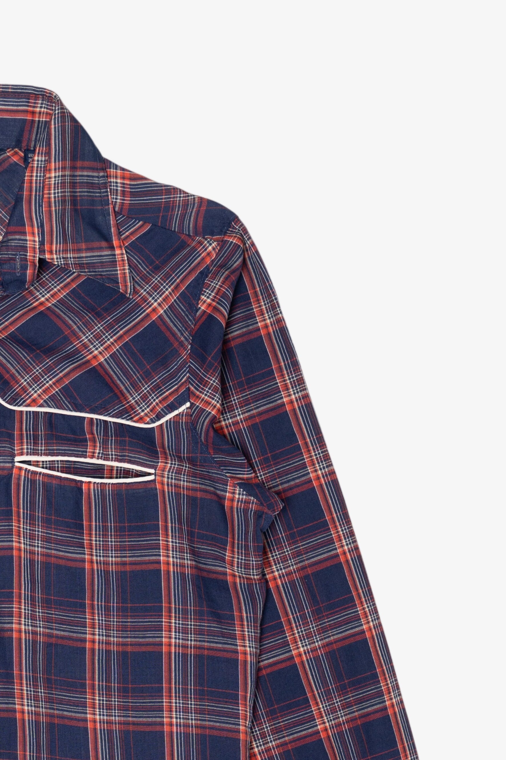 Vintage Navy Blue Plaid Career Club Button Up Shirt (1980s)