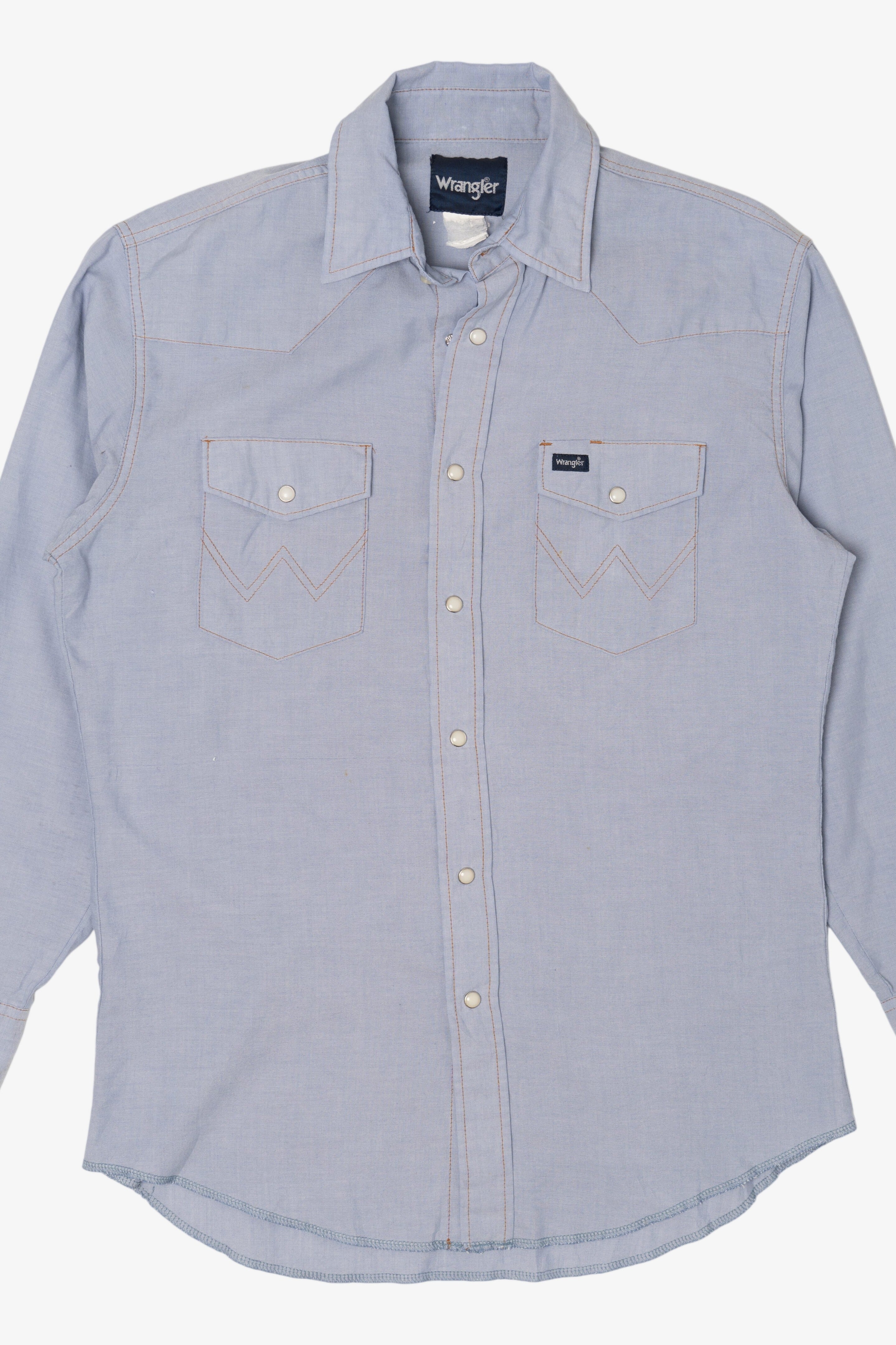 Vintage Light Blue Wrangler Western Cowboy Cut Snap Button Shirt (1990s)