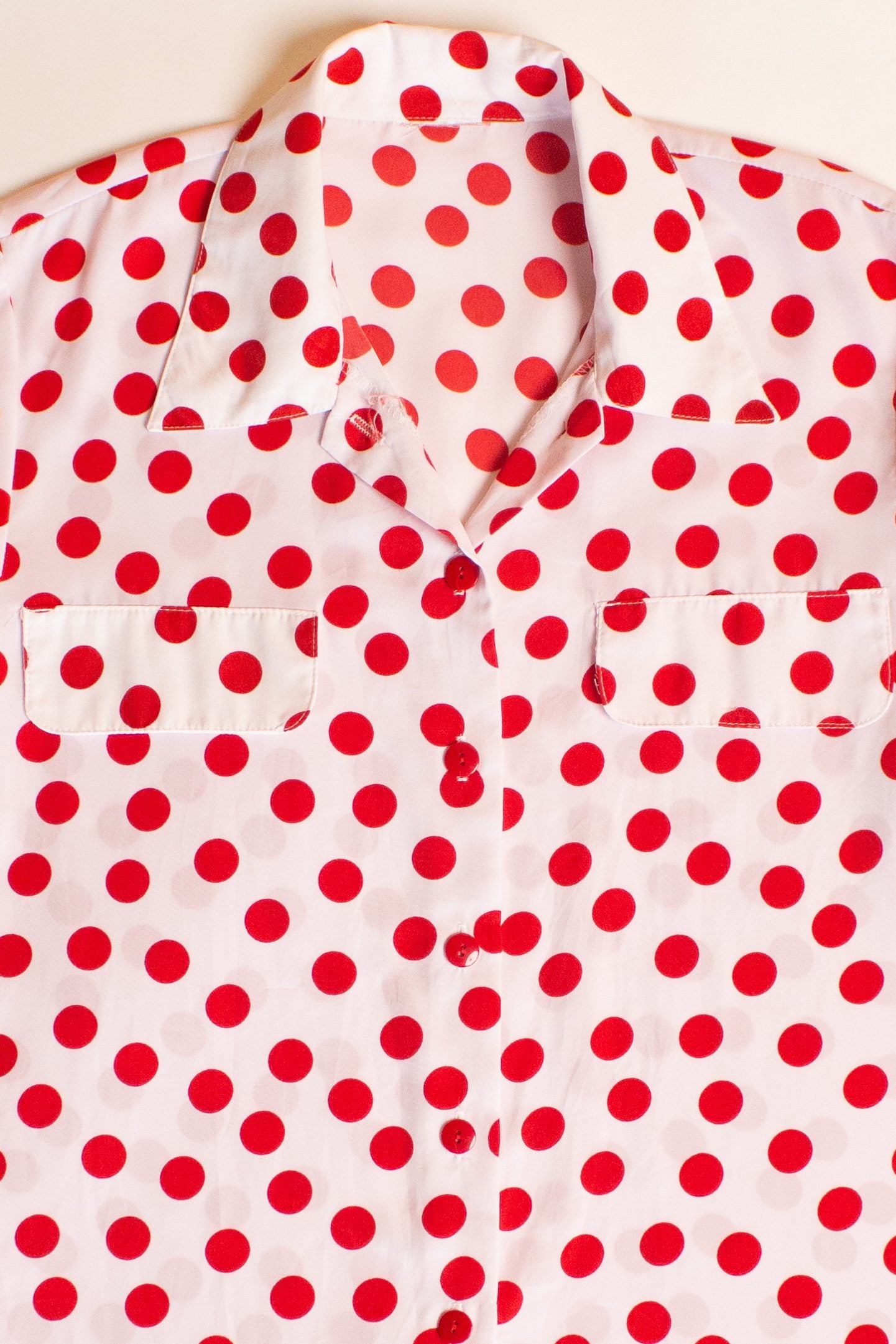 Vintage Red Polka Dot Button Up Shirt (1980s)