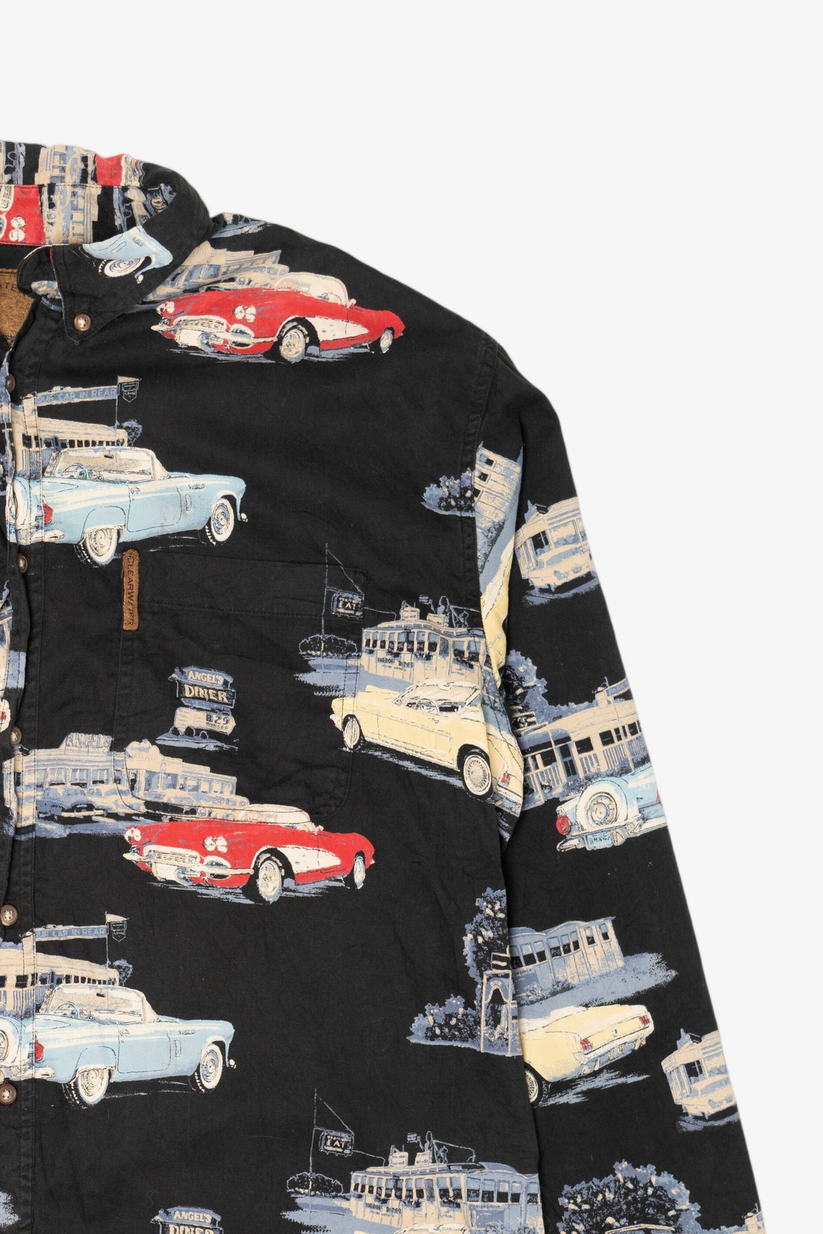 Vintage Black Clearwater Outfitters Vintage Classic Cars Button Up Shirt (1990s)