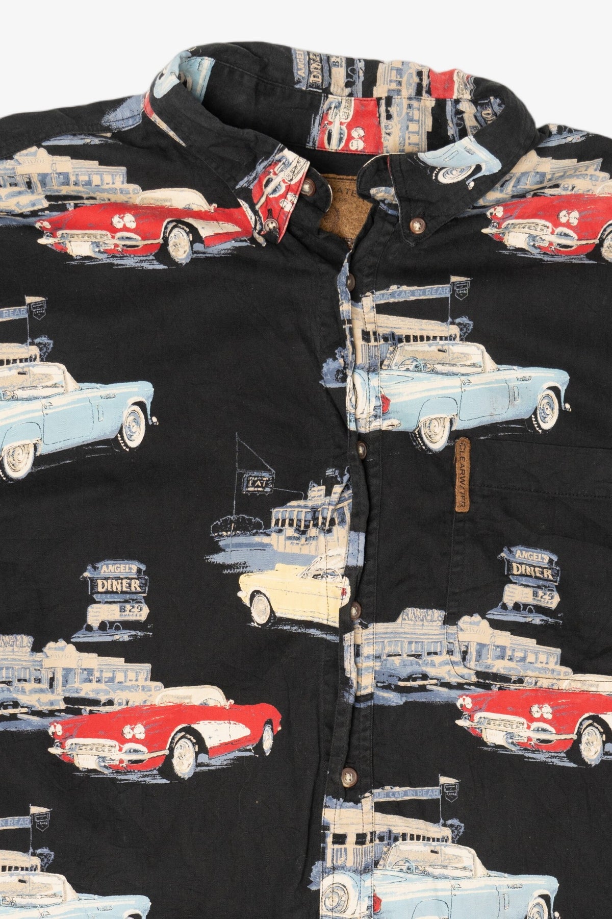 Vintage Black Clearwater Outfitters Vintage Classic Cars Button Up Shirt (1990s)