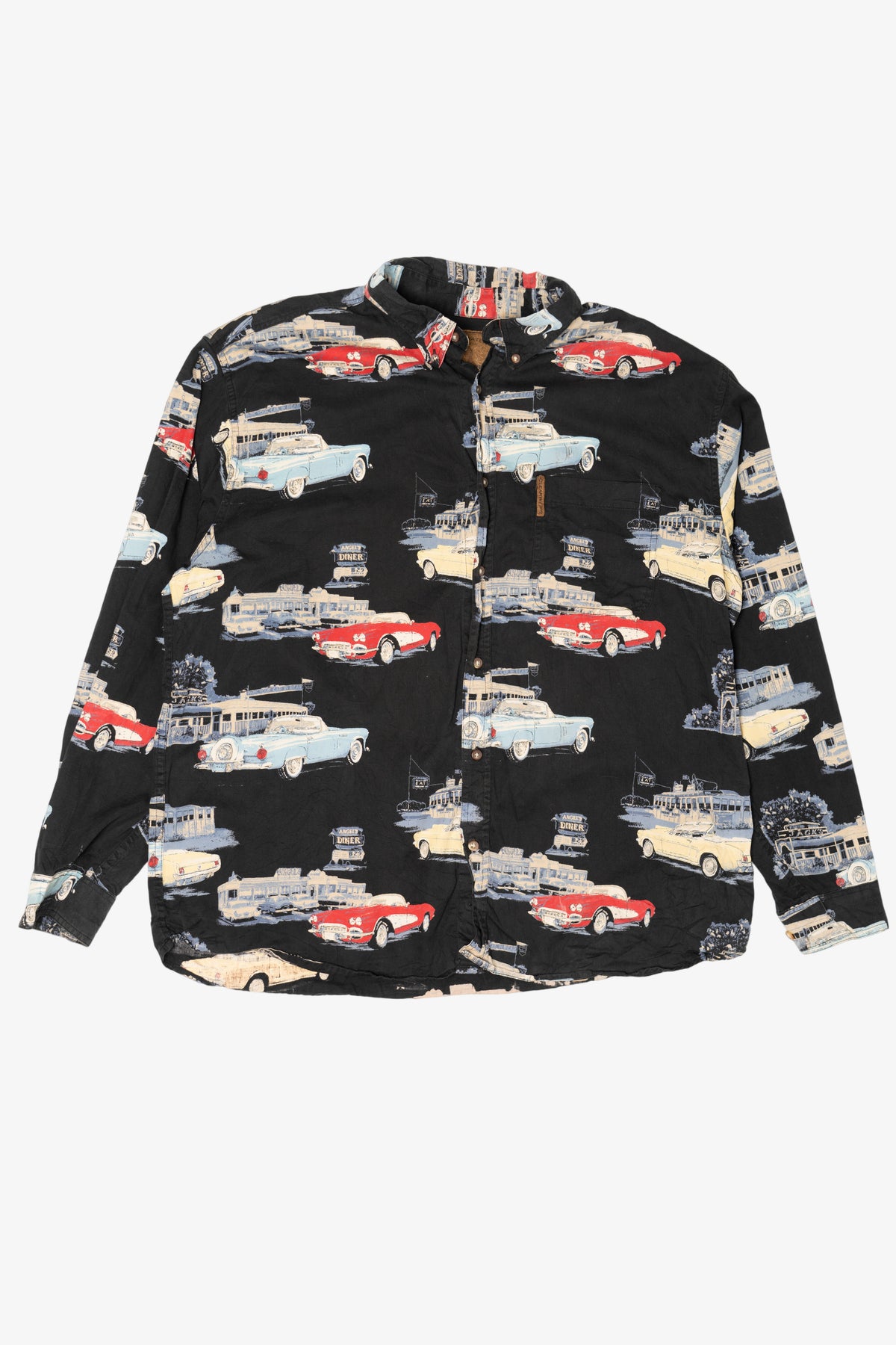Vintage Black Clearwater Outfitters Vintage Classic Cars Button Up Shirt (1990s)