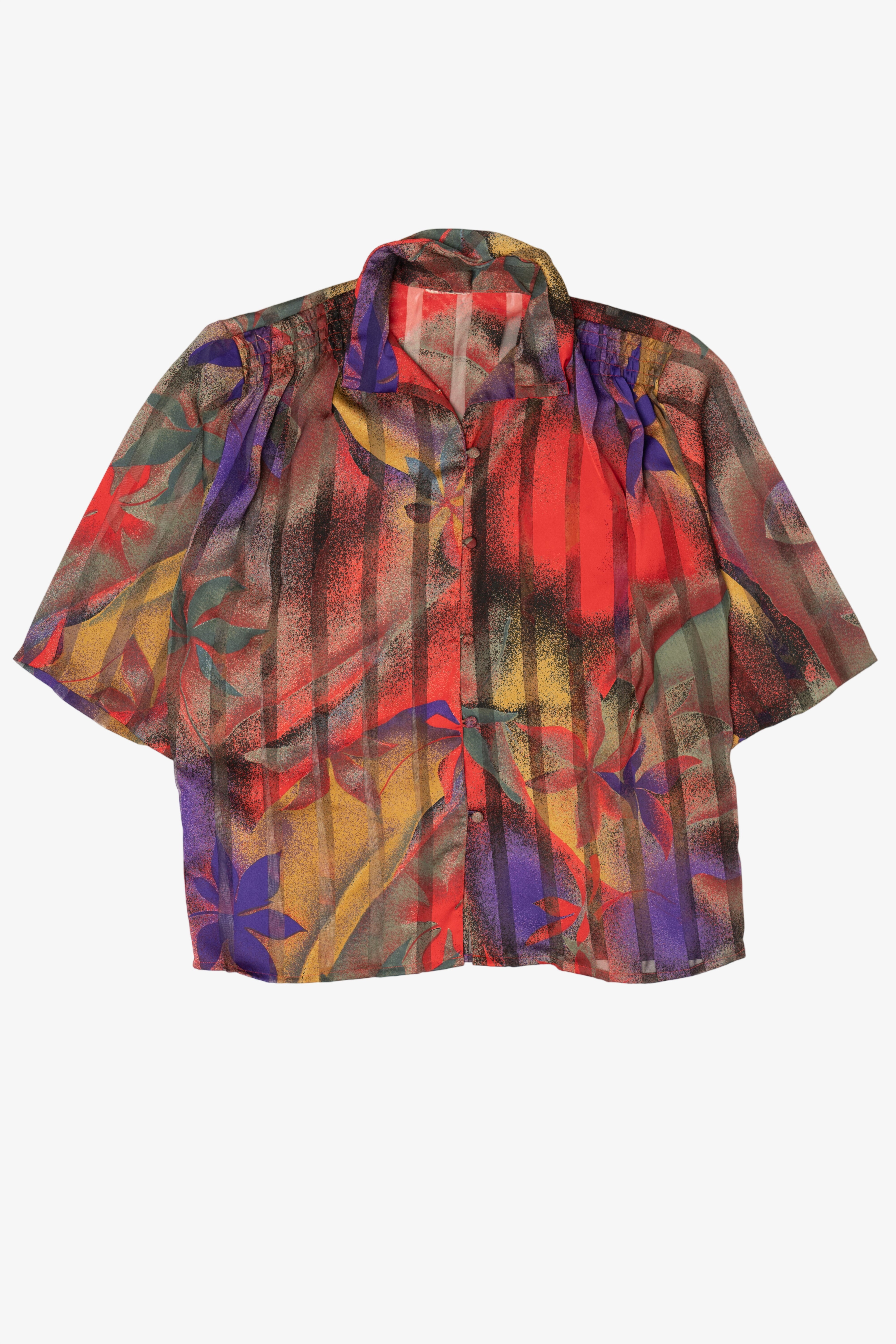 Vintage Floral Abstract Button Up Shirt (1980s)