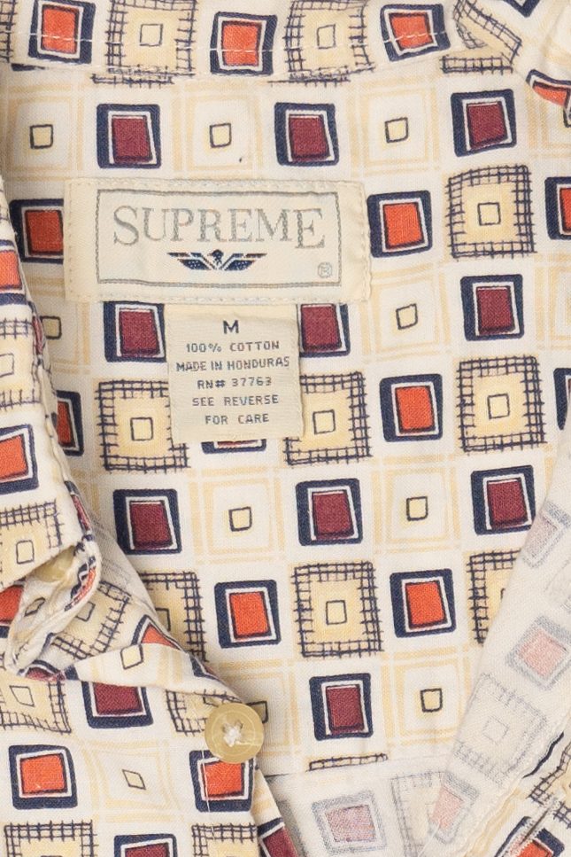 Vintage Beige Geometric Supreme Button Up Shirt (1990s)