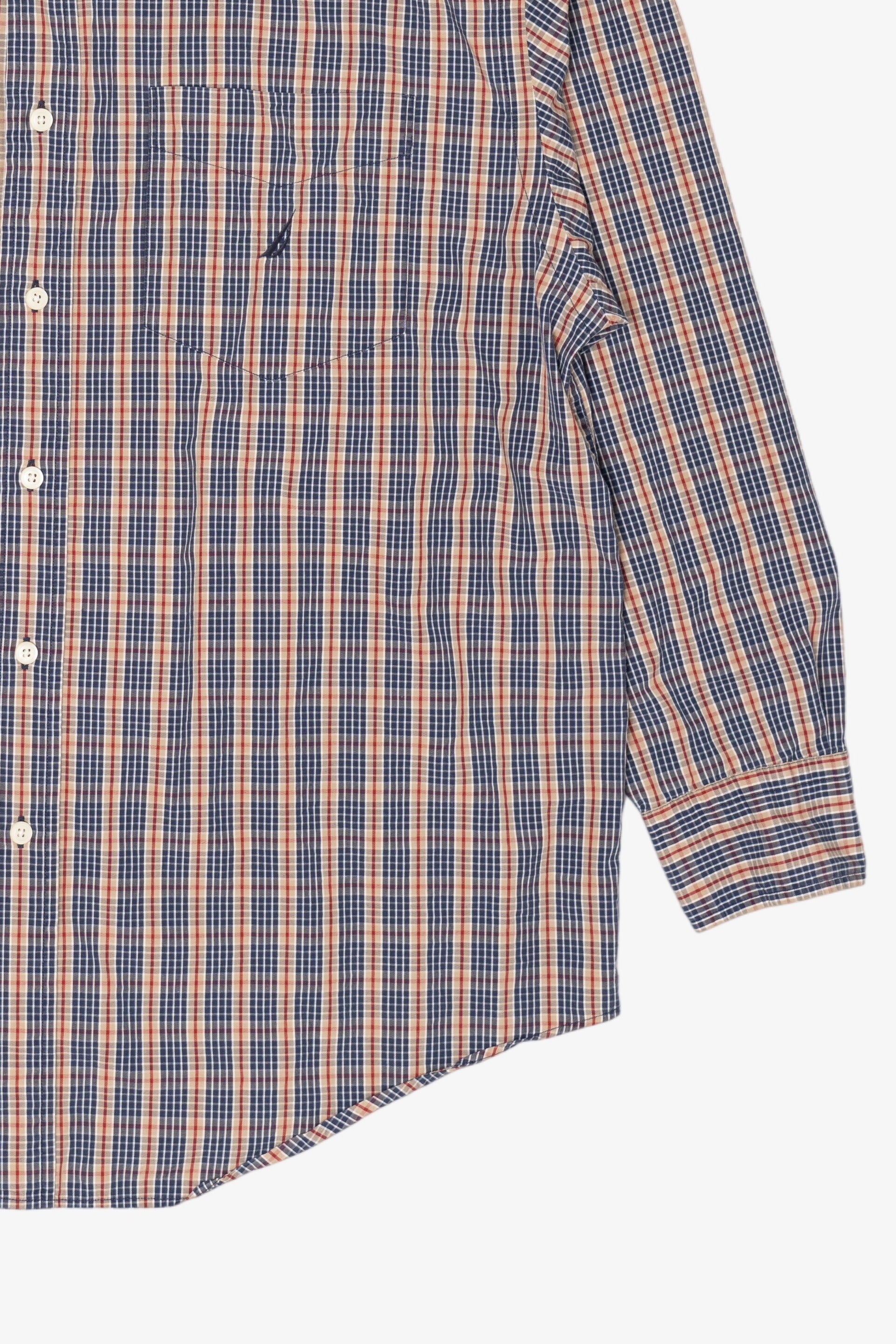 Vintage Nautica 80s Two-Ply Cotton Plaid Button Up Shirt (1990s)