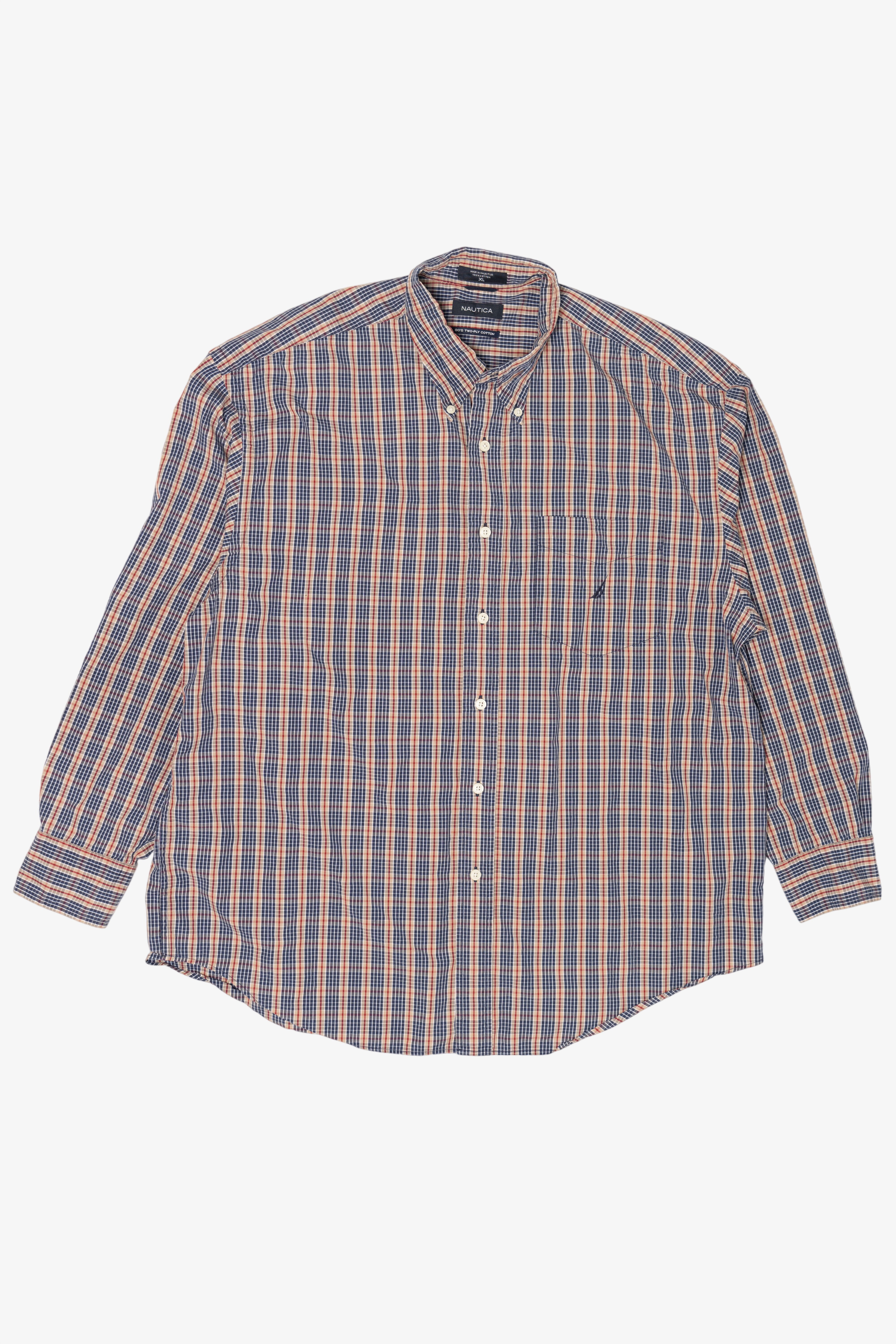 Vintage Nautica 80s Two-Ply Cotton Plaid Button Up Shirt (1990s)