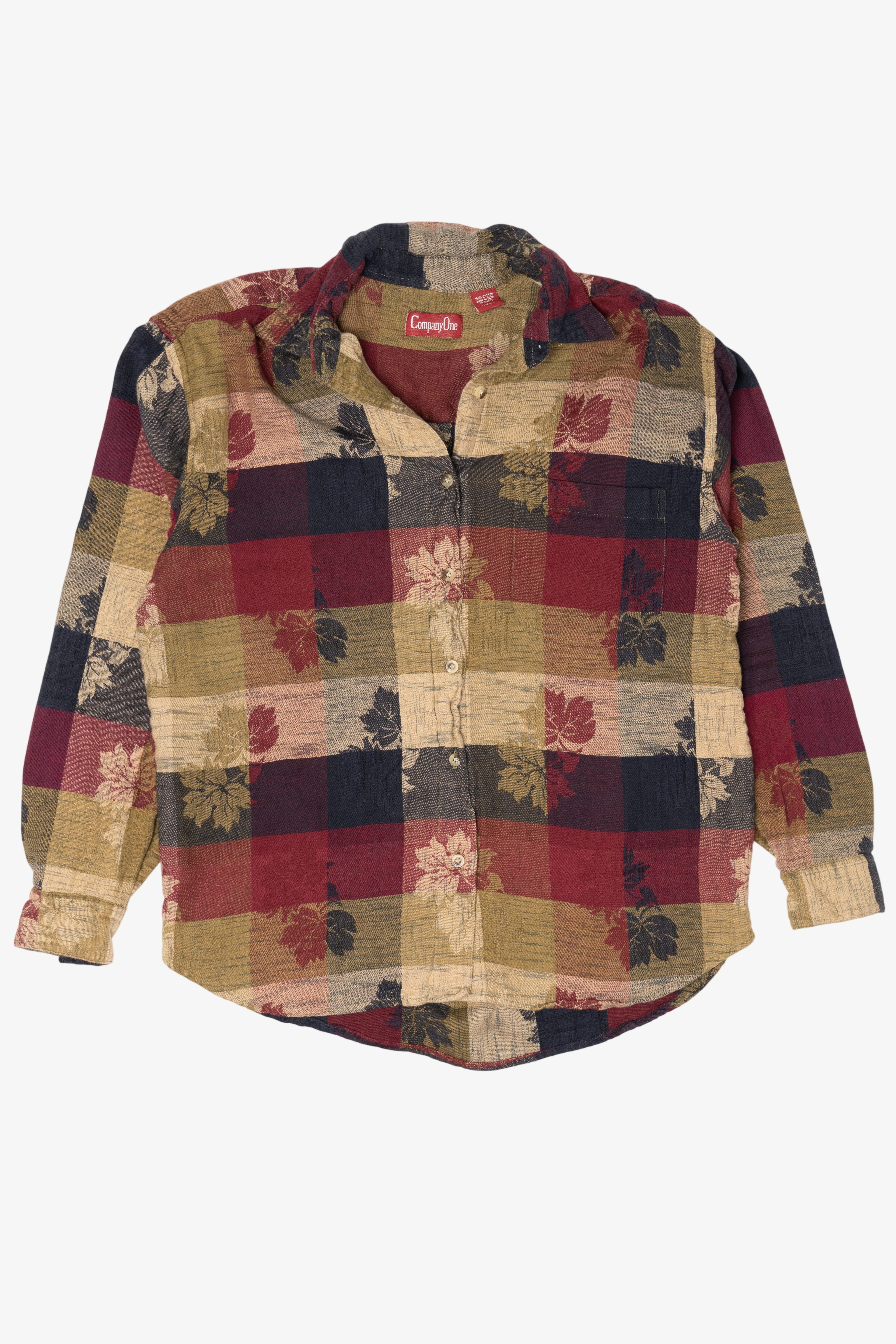 Vintage Checkered Leaves Company One Button Up Shirt (1990s)