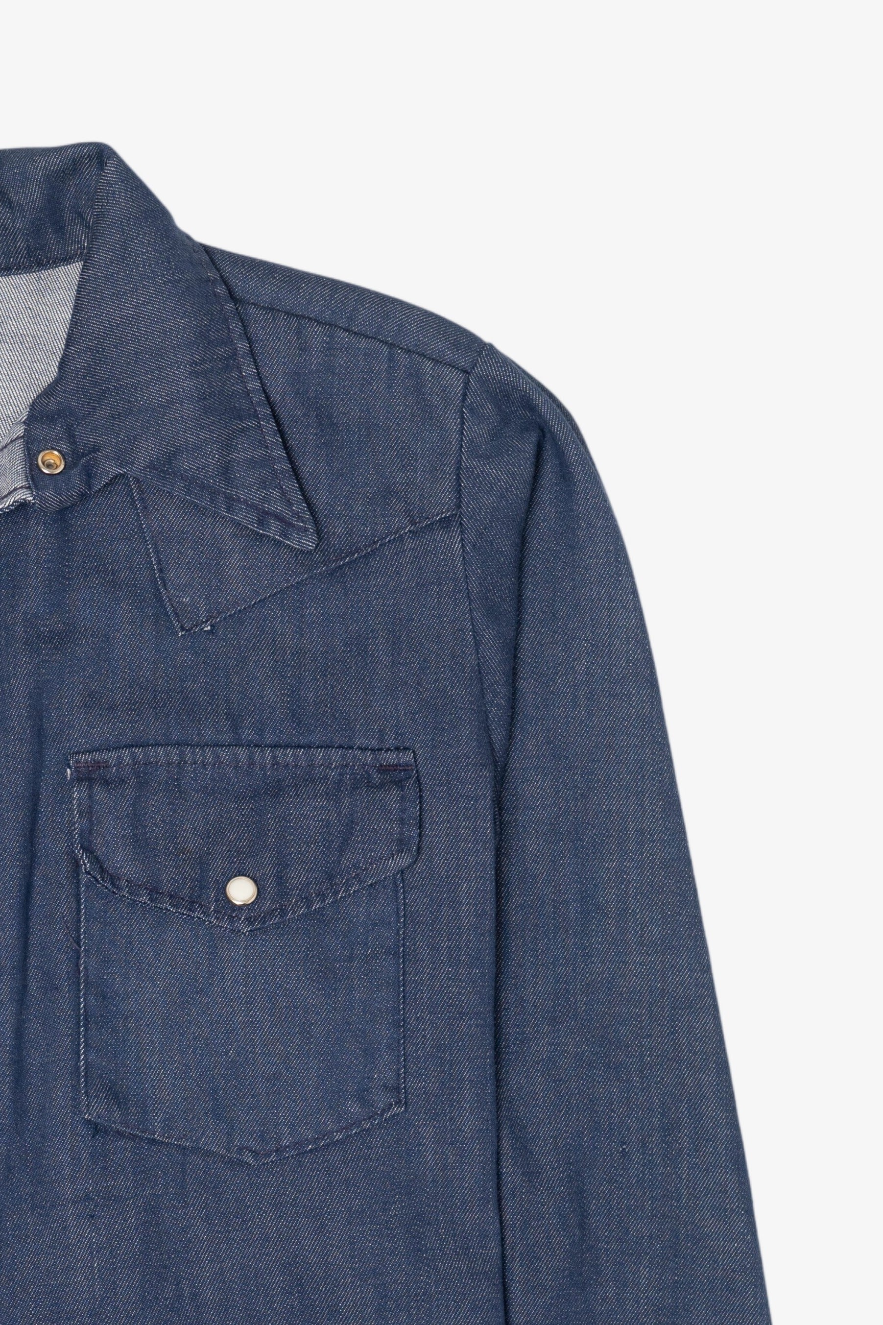 Vintage Blue Denim Button Up Shirt (1990s)