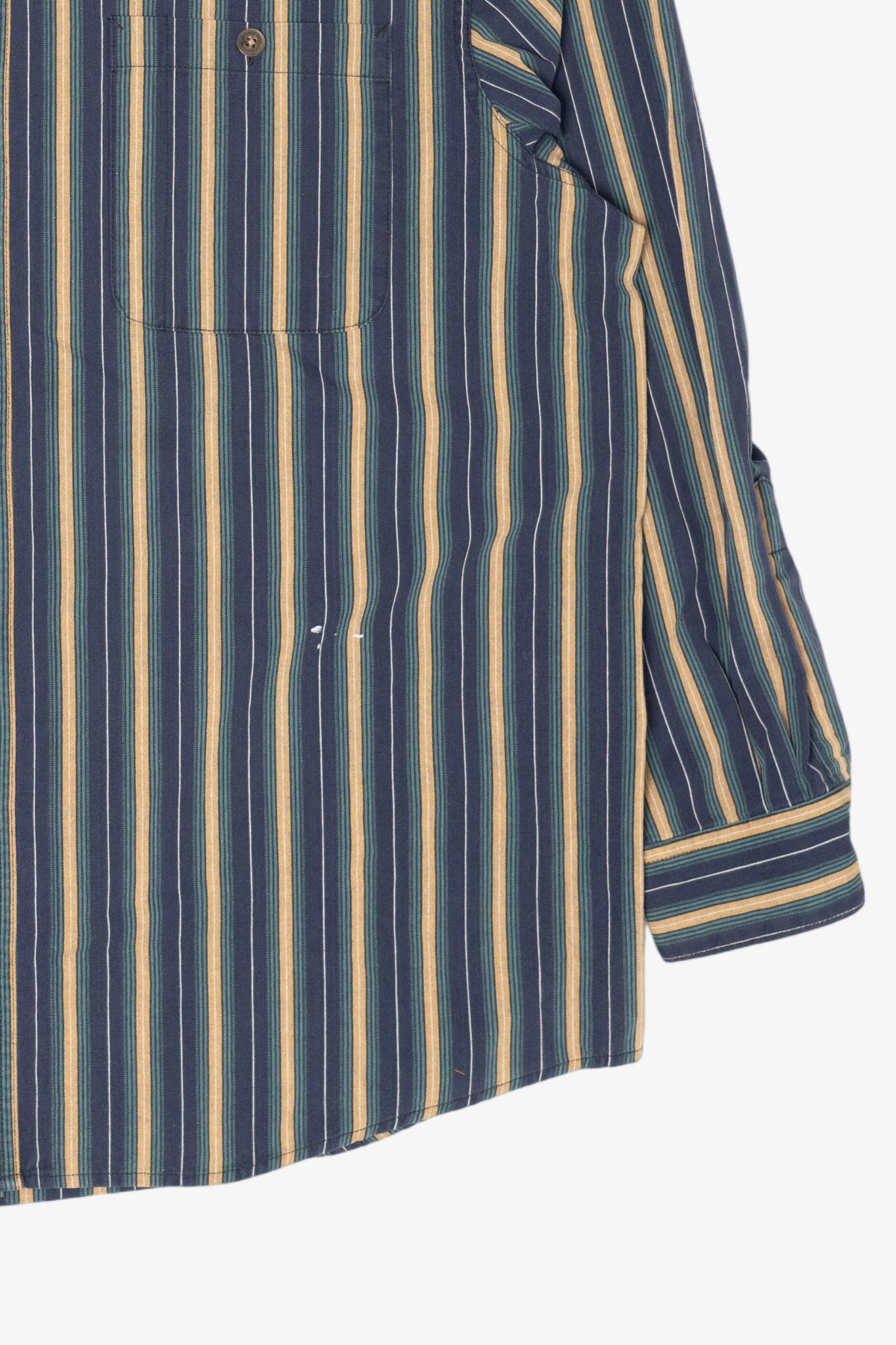 Vintage Striped Navy Blue Schmidt Button Up Shirt (1990s)