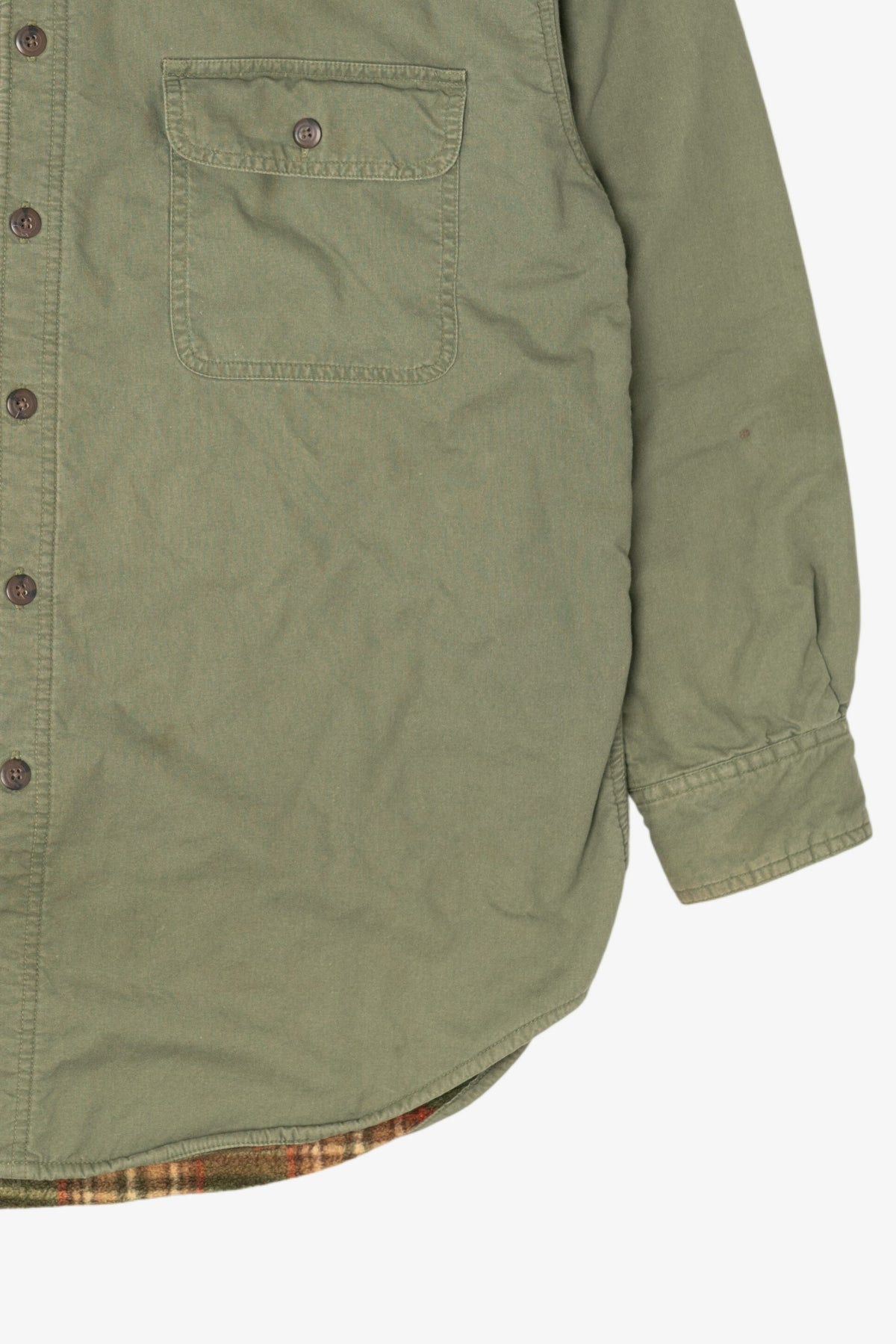 Vintage Green Faded Glory Plaid Lined Flannel Shirt (1990s)