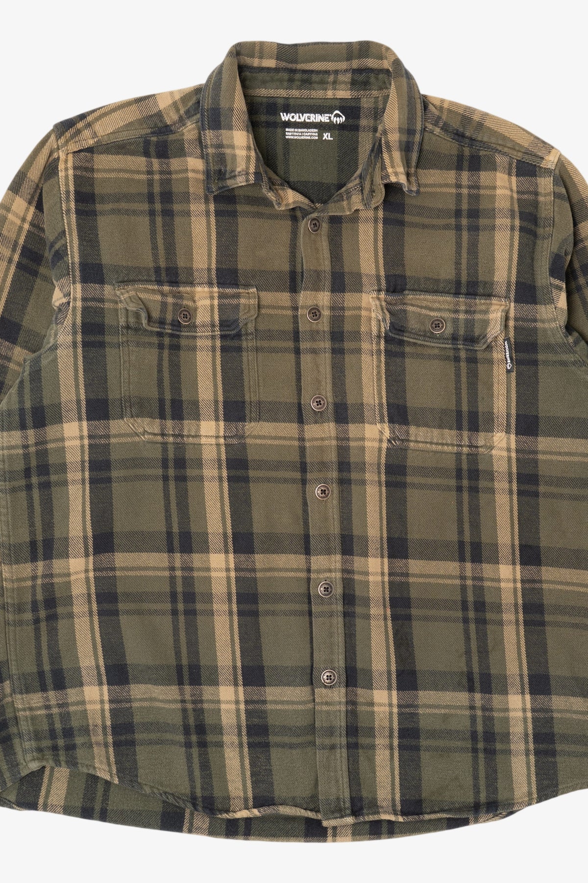 Army Green Wolverine Button Up Flannel Shirt (2010s)