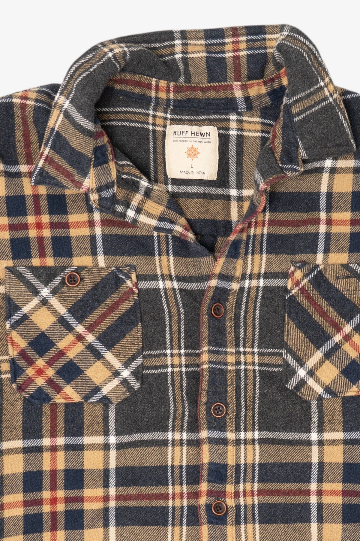 Vintage Brown Ruff Hewn Button Up Flannel Shirt (1990s)