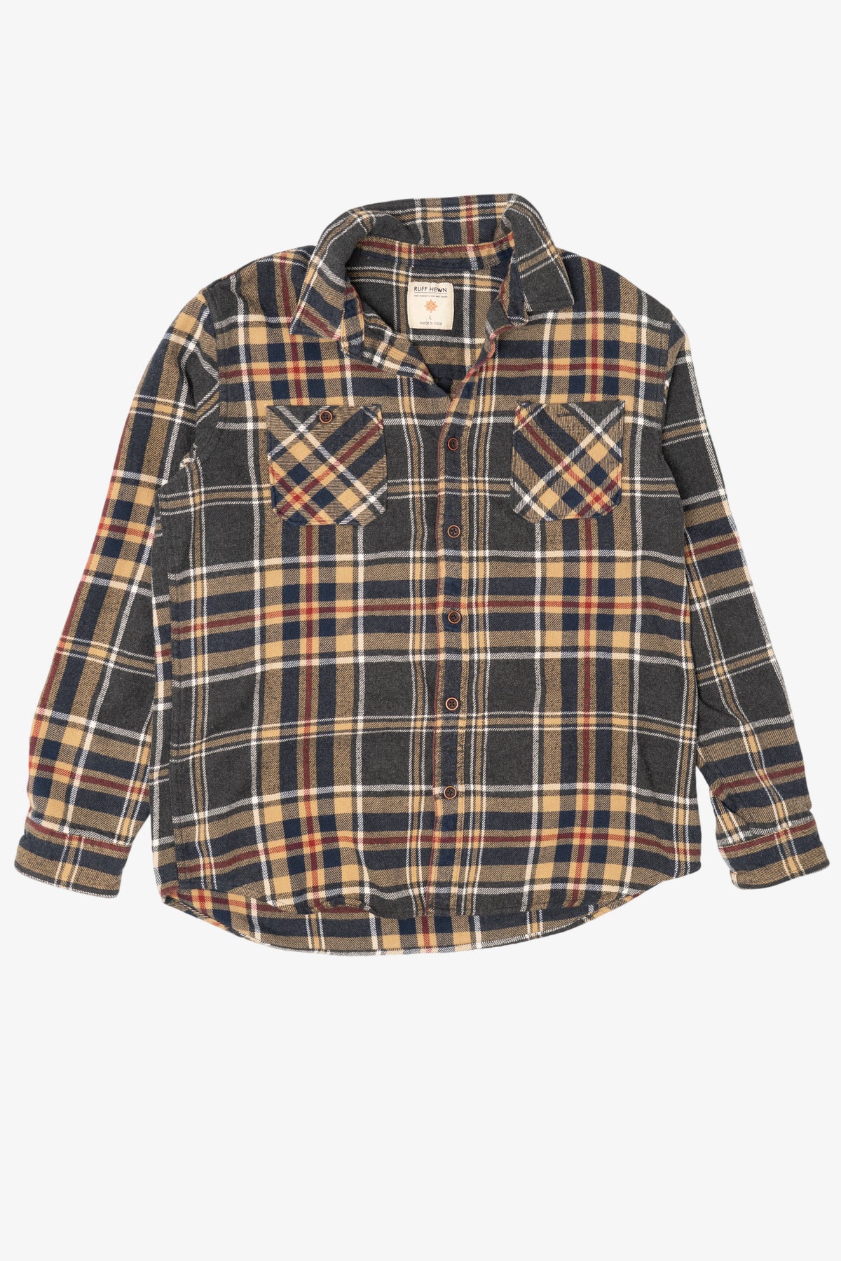 Vintage Brown Ruff Hewn Button Up Flannel Shirt (1990s)