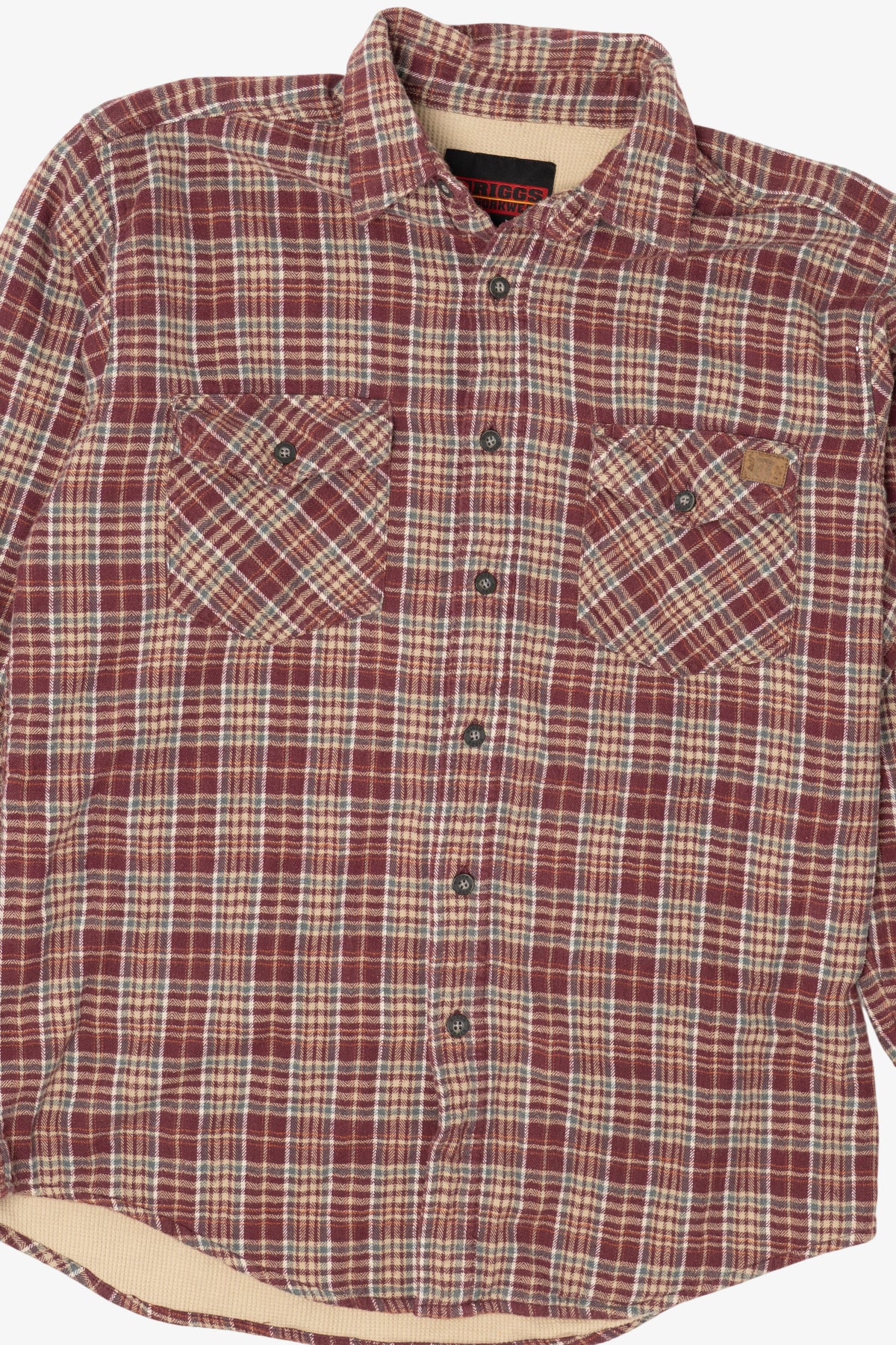 Burgundy Plaid Riggs Workwear Button Up Shirt (2000s)