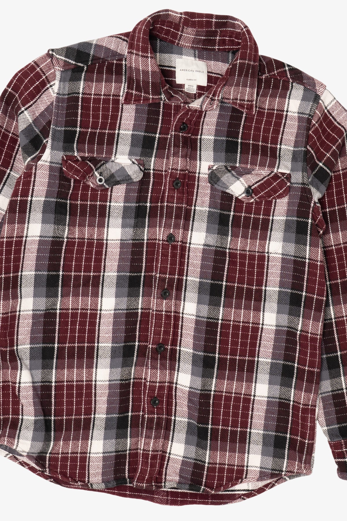 Burgundy Plaid American Eagle Button Up Shirt (2010s)