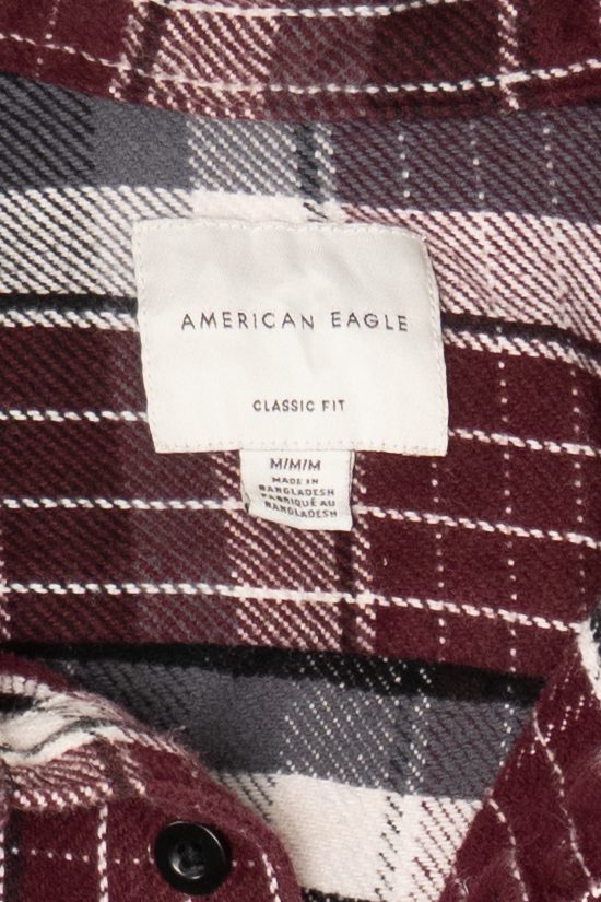 Burgundy Plaid American Eagle Button Up Shirt (2010s)