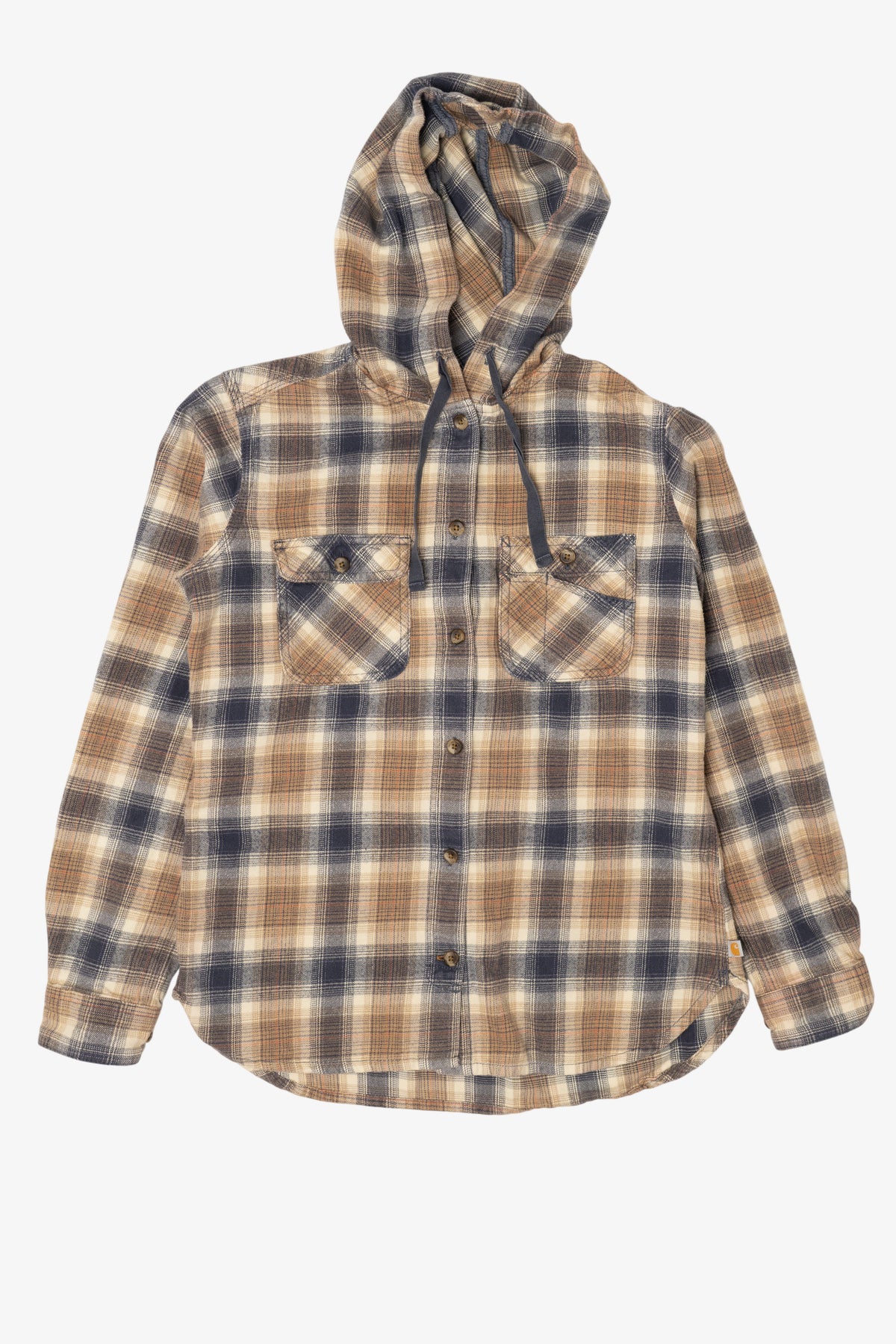 Beige Plaid Carhartt Hooded Flannel Button Up (2020s)