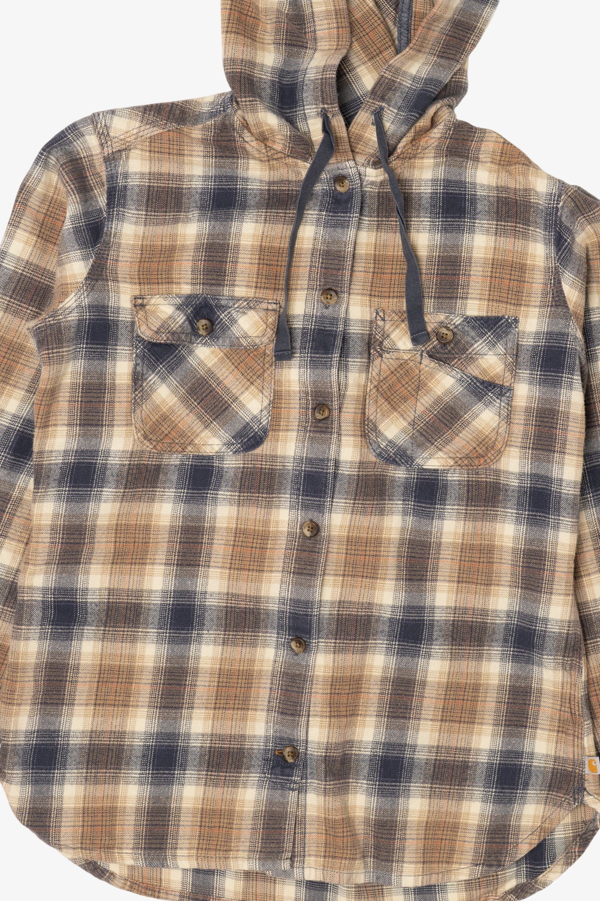 Beige Plaid Carhartt Hooded Flannel Button Up (2020s)