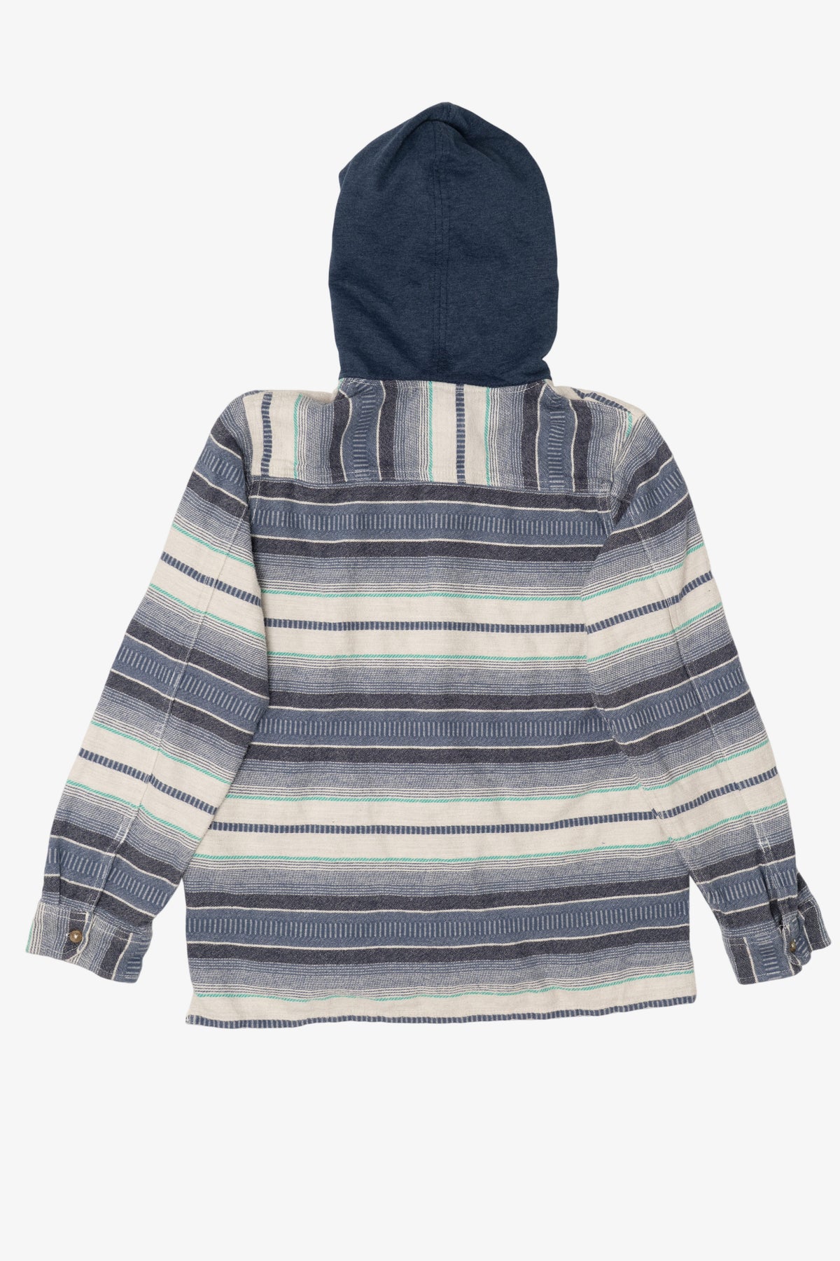Blue Striped Billabong Hooded Button Up Shirt (2010s)