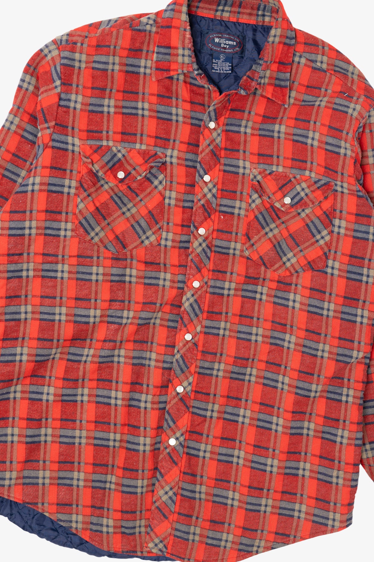 Vintage Distressed Red Plaid Williams Bay Quilt Lined Flannel Shirt (1990s)