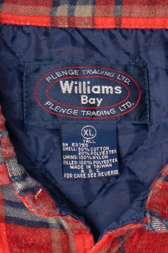 Vintage Distressed Red Plaid Williams Bay Quilt Lined Flannel Shirt (1990s)