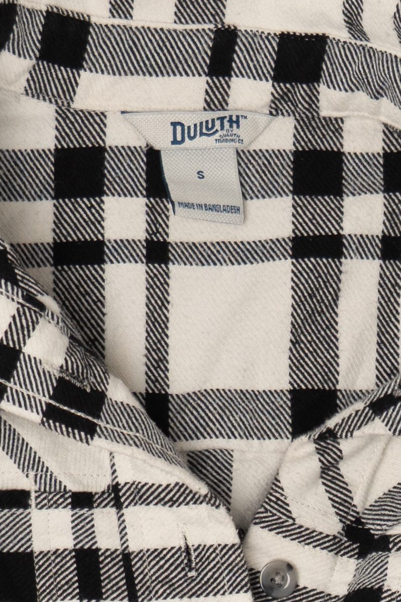 Black And White Plaid Duluth Trading Co. Button Up Shirt (2010s)
