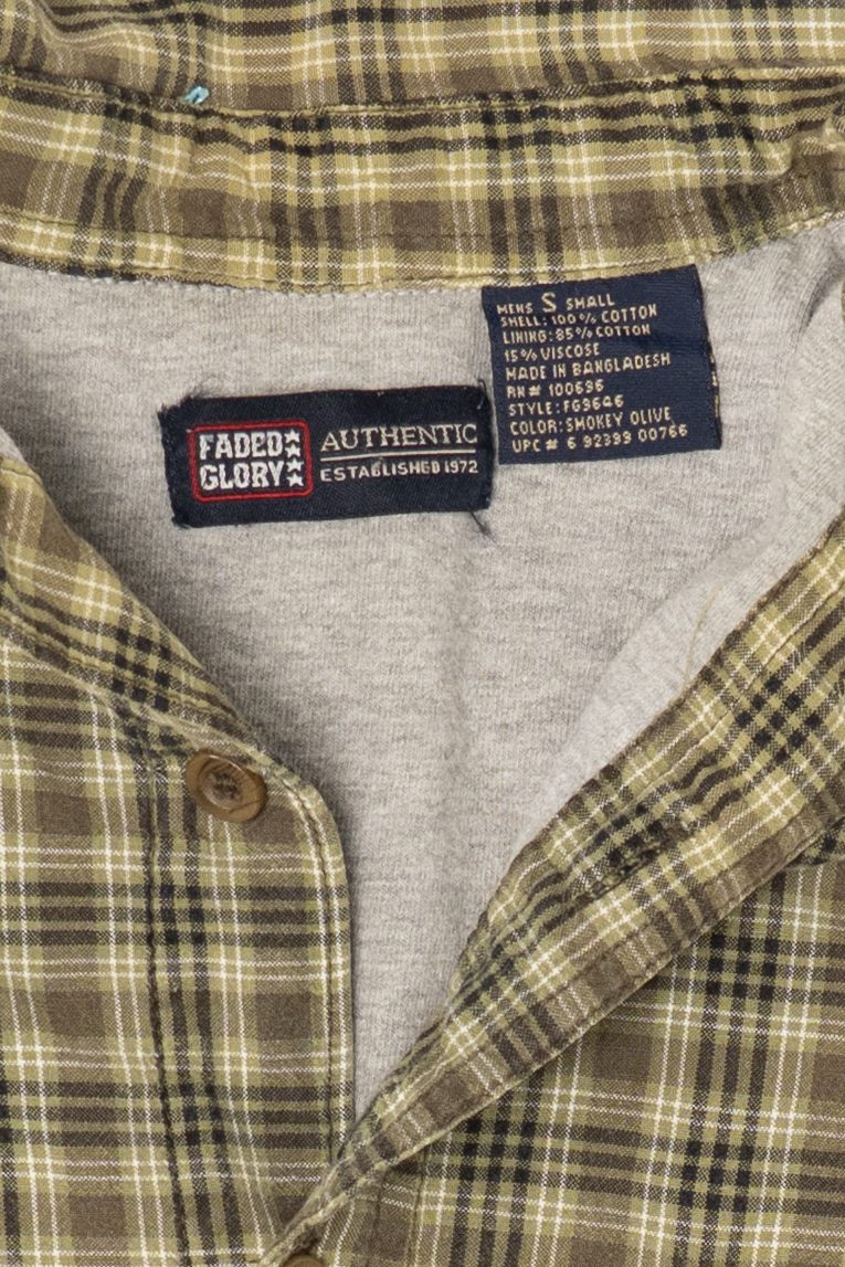 Vintage Olive Plaid Faded Glory Blanket Lined Button Up Shirt (2000s)