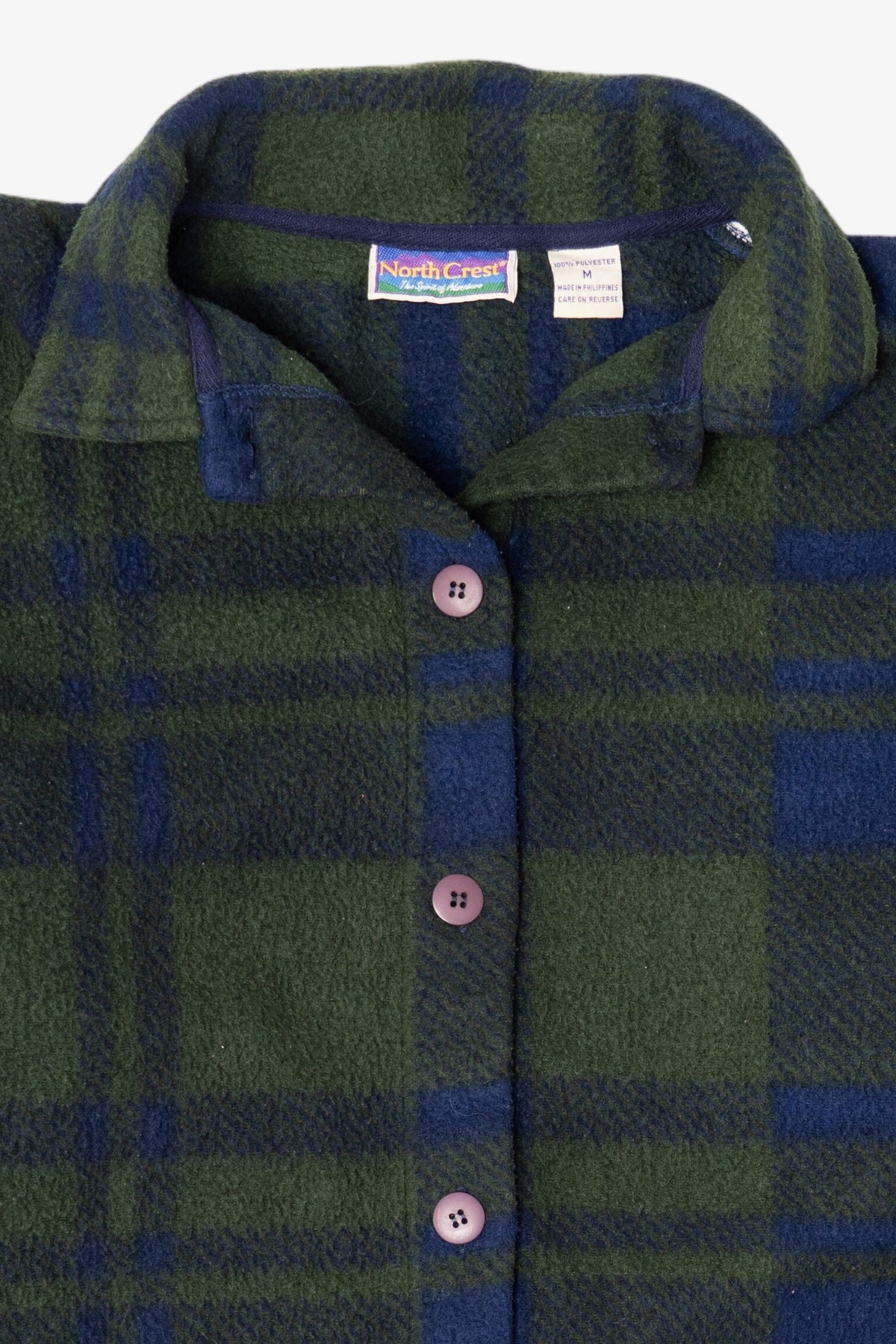 Vintage Plaid Fleece Dark Green Northcrest Button Up Shirt (1990s)
