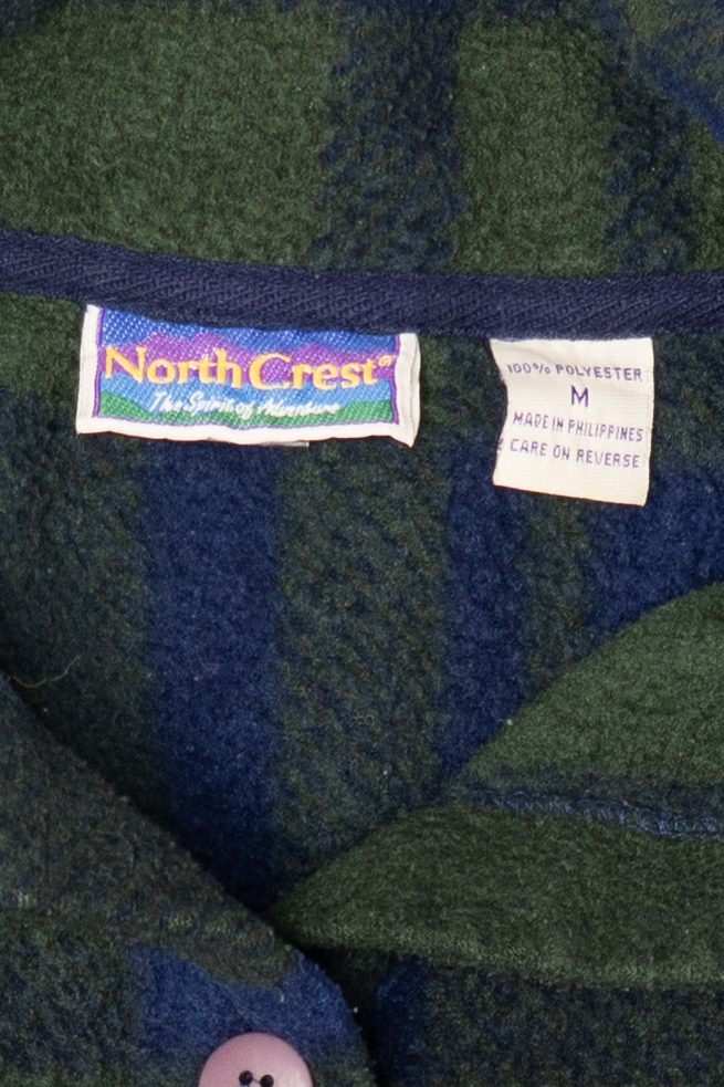 Vintage Plaid Fleece Dark Green Northcrest Button Up Shirt (1990s)