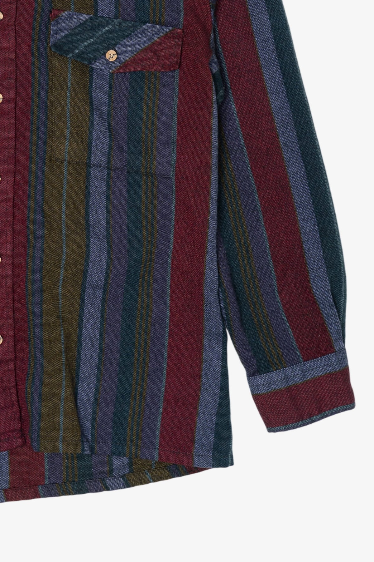 Vintage Burgundy Striped Backpacker Outdoors Button Up Shirt (1980s)