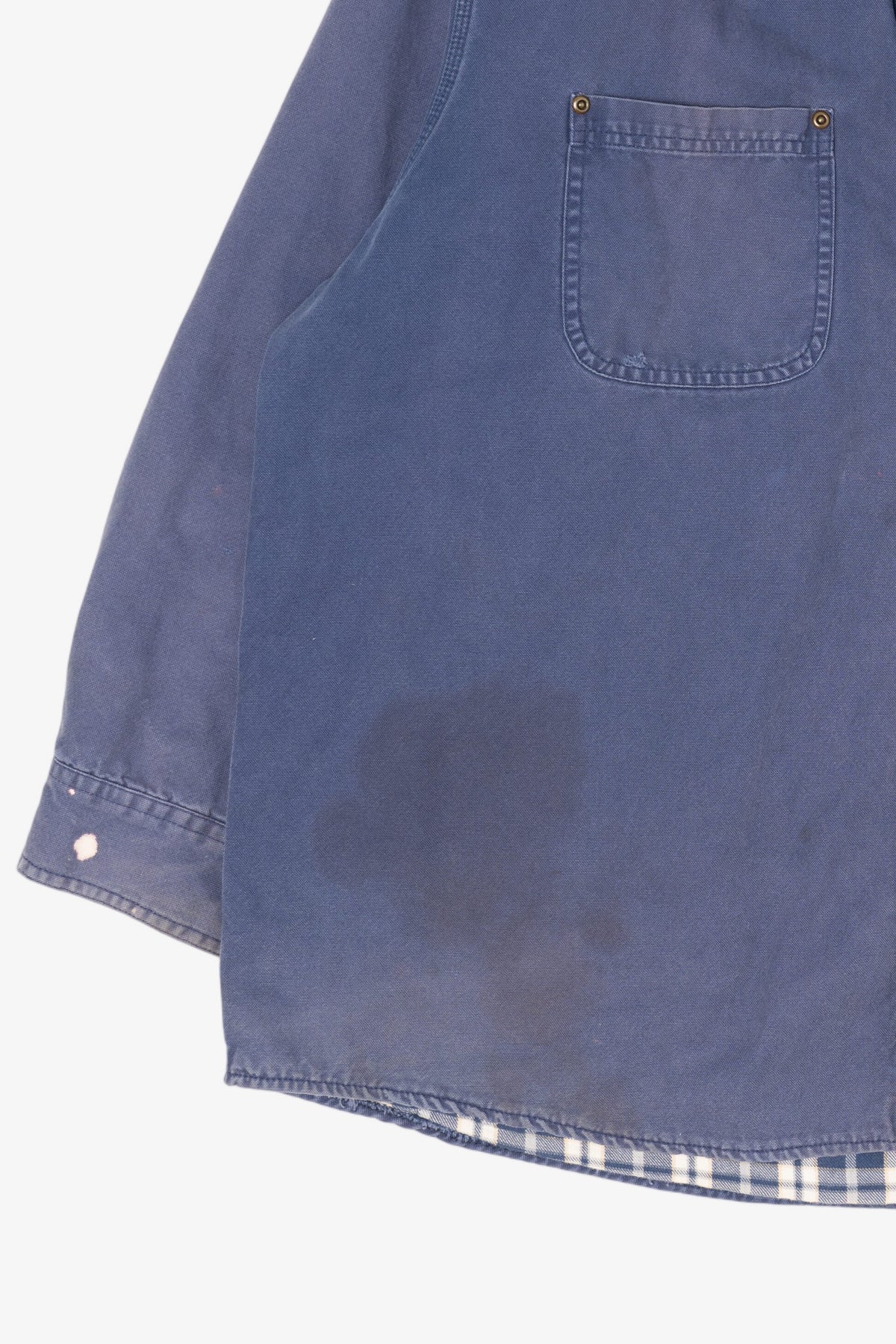 Vintage Blue Distressed Chesterfield Plaid Lined Button Up Shirt (1990s)
