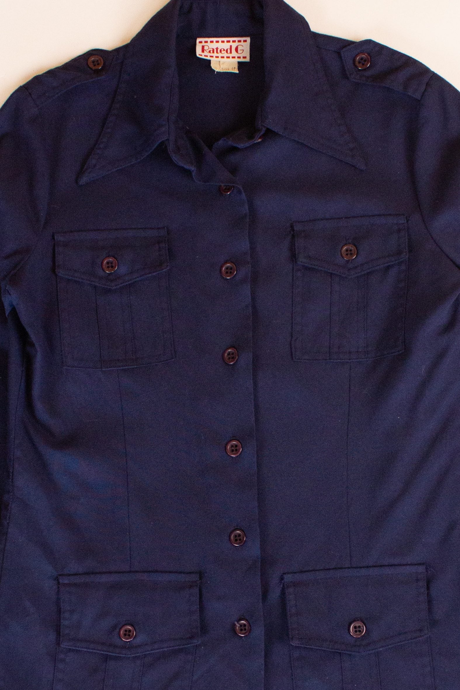 Vintage Navy Blue Leisure Button Up (1970s)