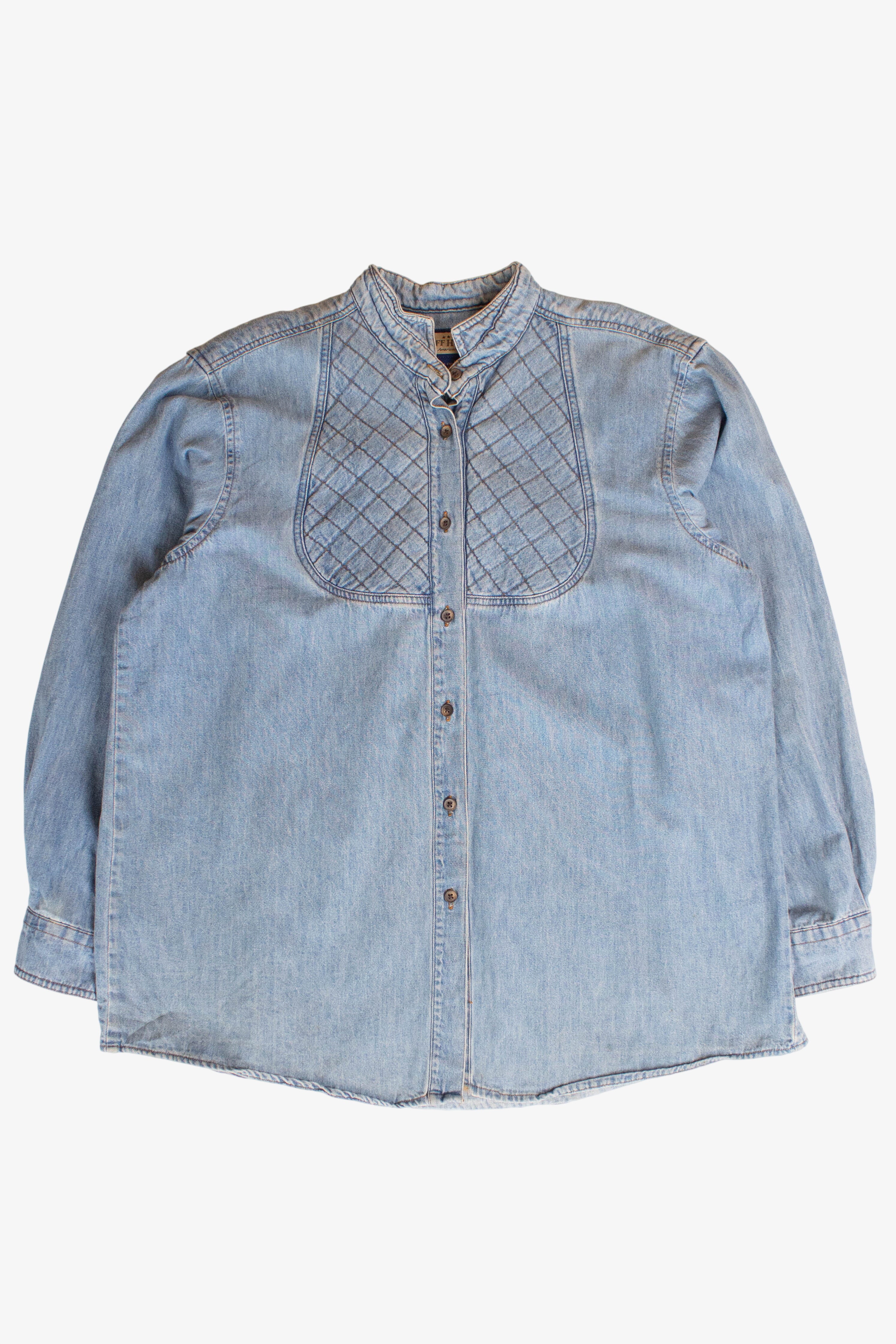 Vintage Quilted Chest Button Up Shirt (1990s)