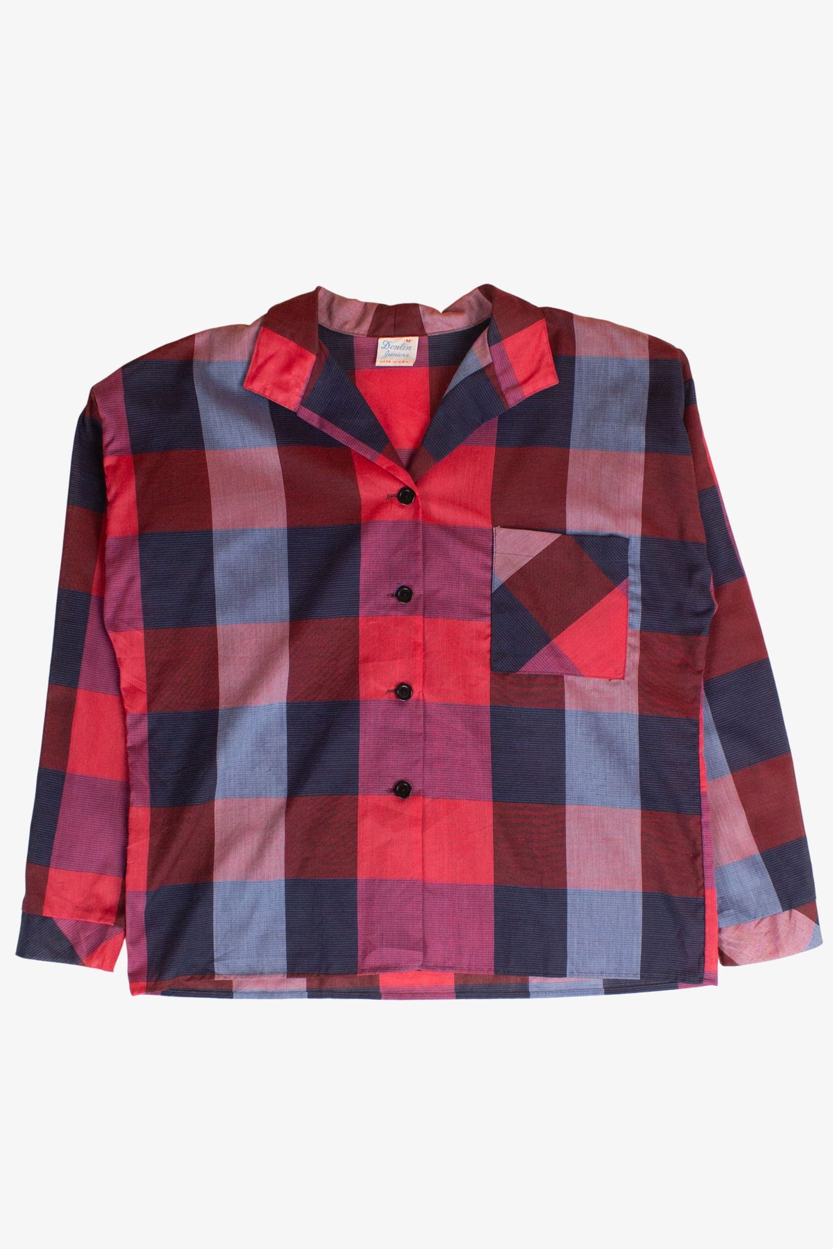 Vintage Plaid Button Up Blouse (1960s)
