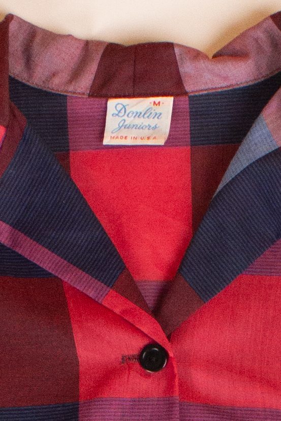 Vintage Plaid Button Up Blouse (1960s)