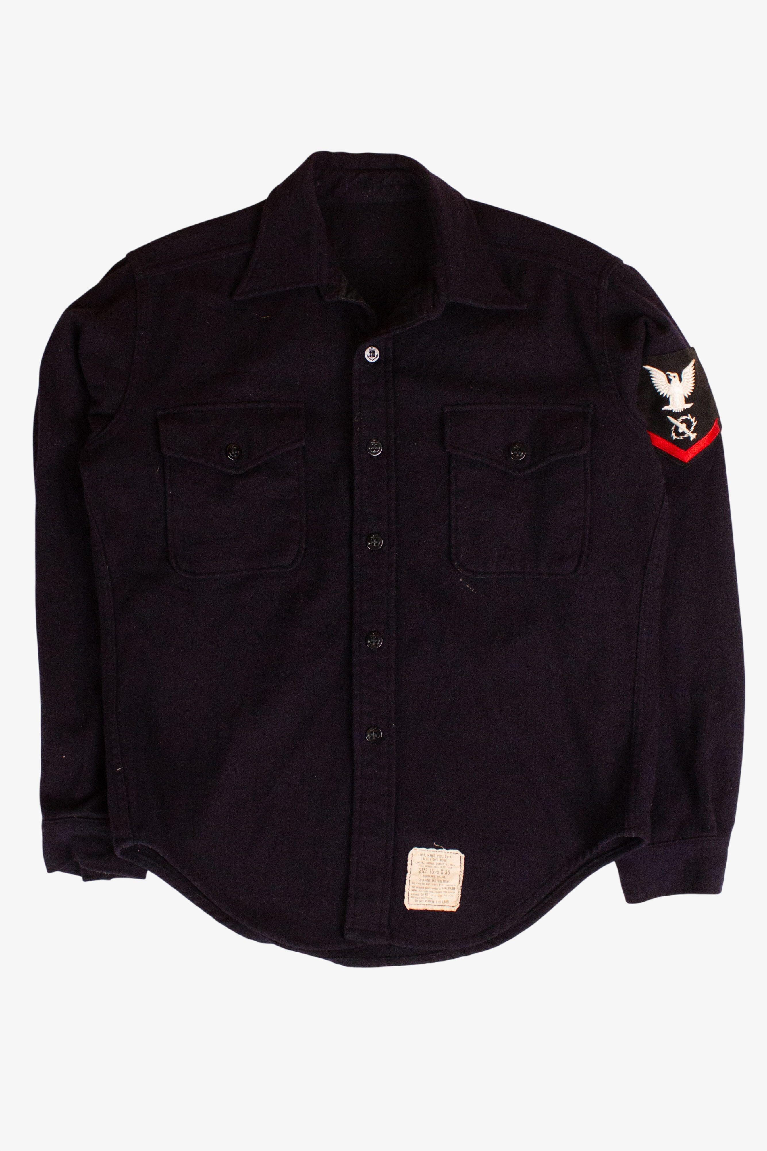 Vintage Navy Wool Button Up Shirt (1980s)