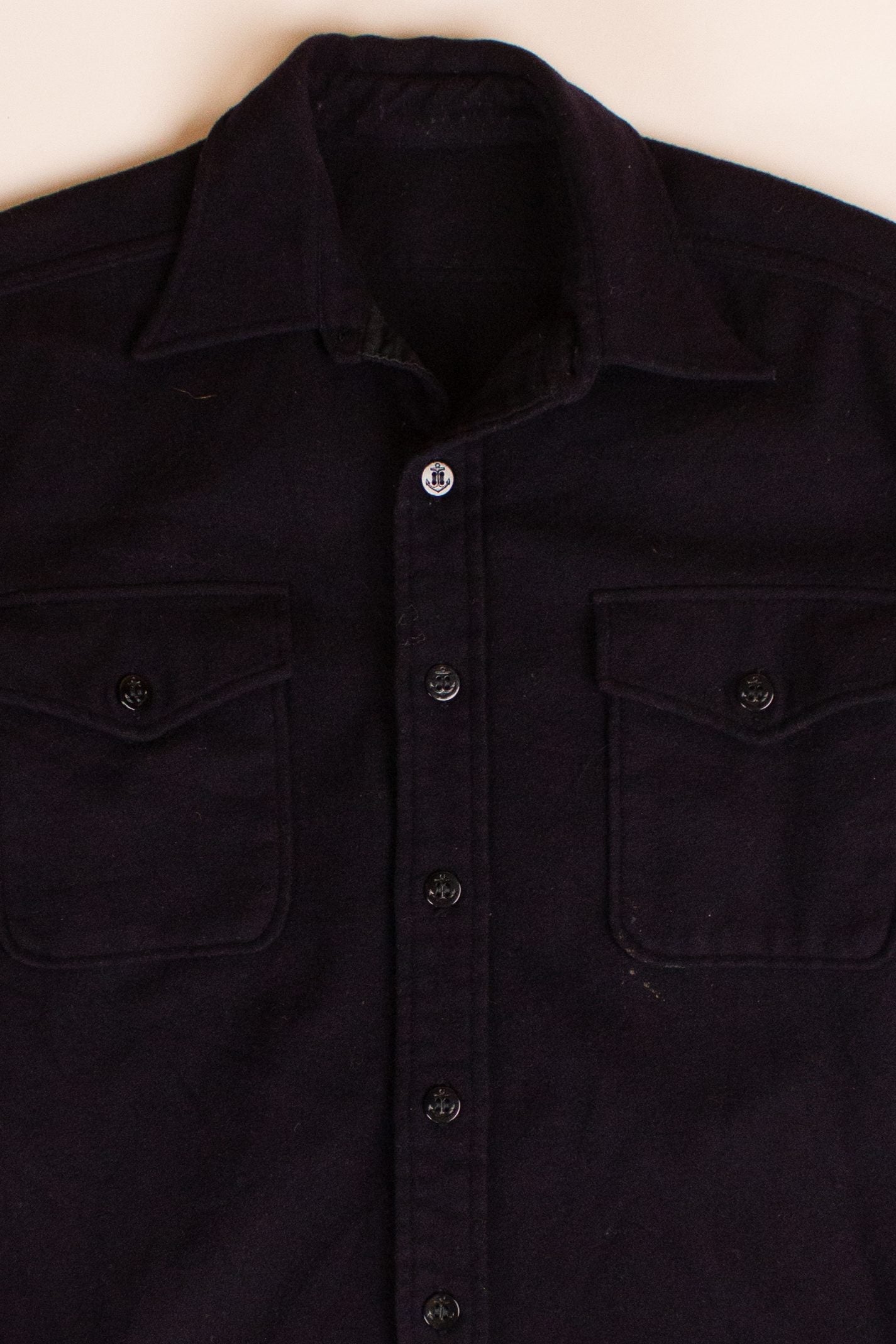 Vintage Navy Wool Button Up Shirt (1980s)