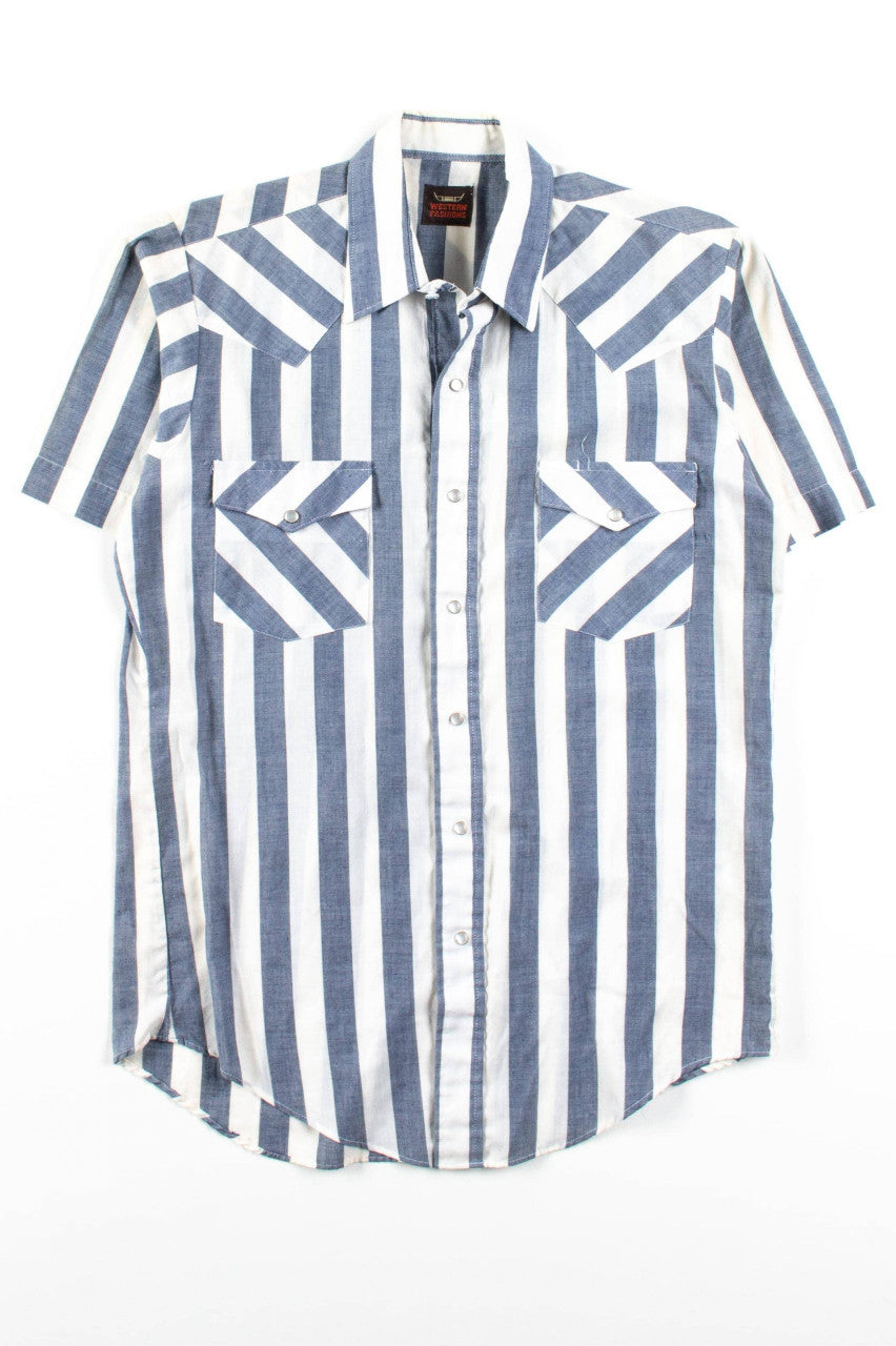 Vintage Striped Western Fashions Button Up Shirt