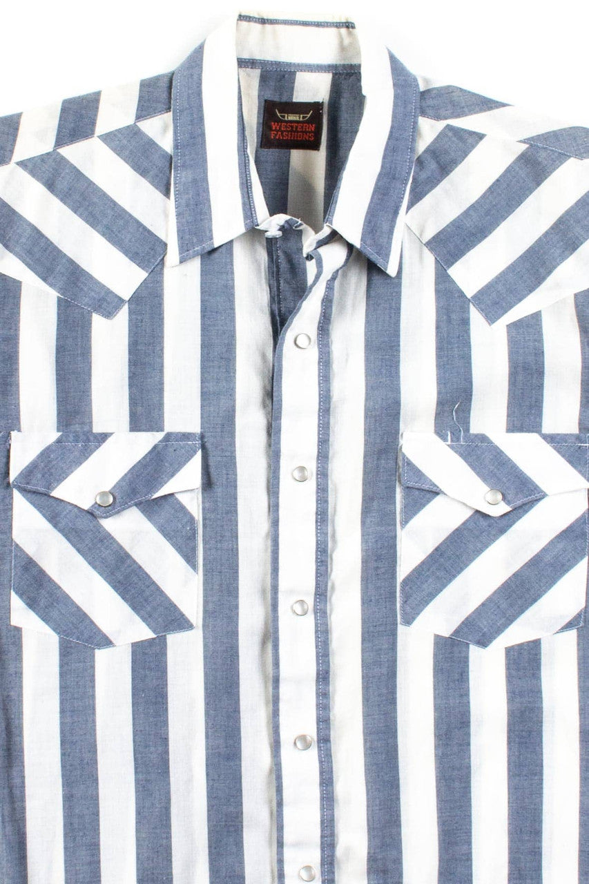 Vintage Striped Western Fashions Button Up Shirt