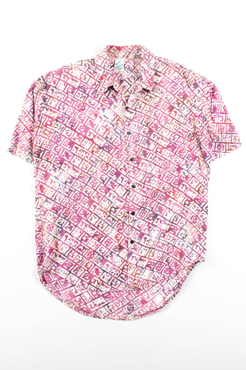 Vintage Tie Dye Abstract Button Up Shirt