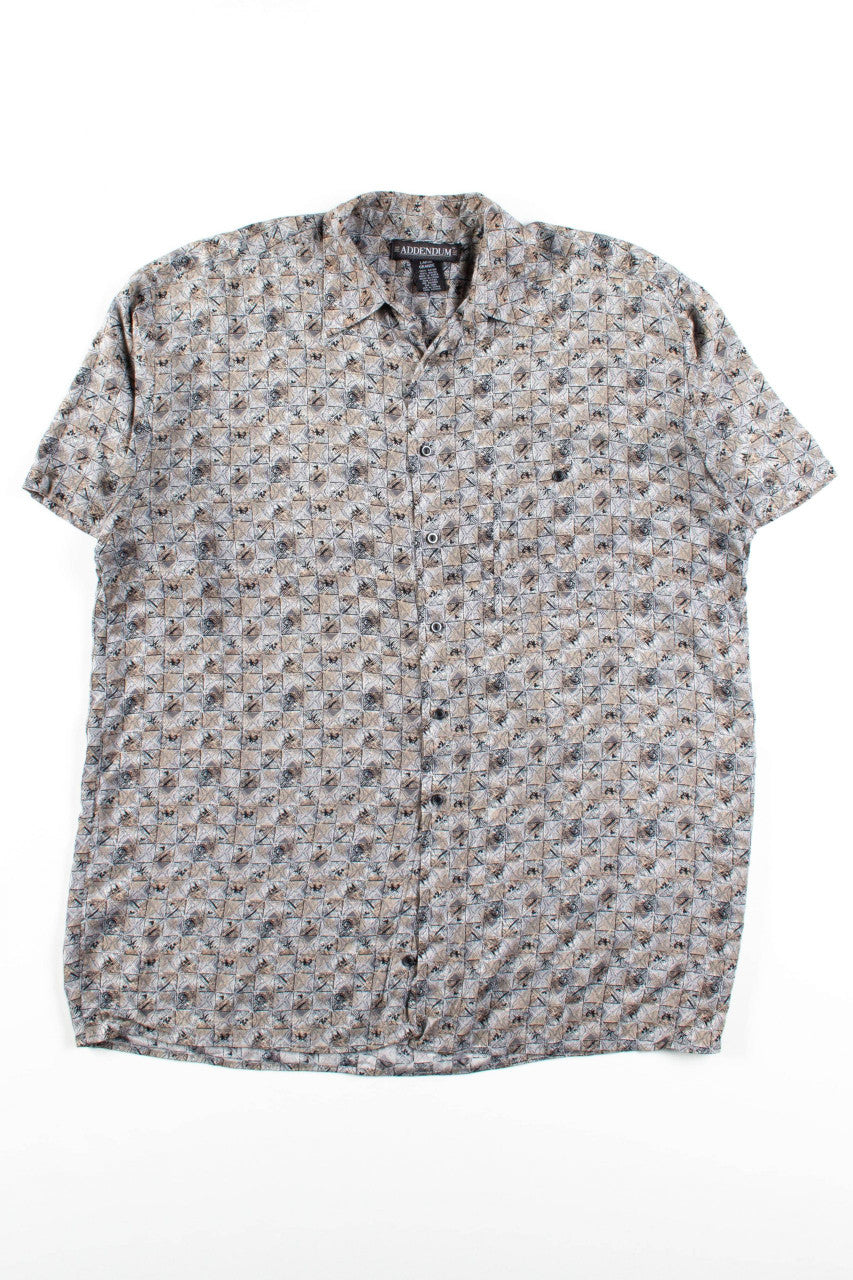Abstract Checker Button Up Shirt