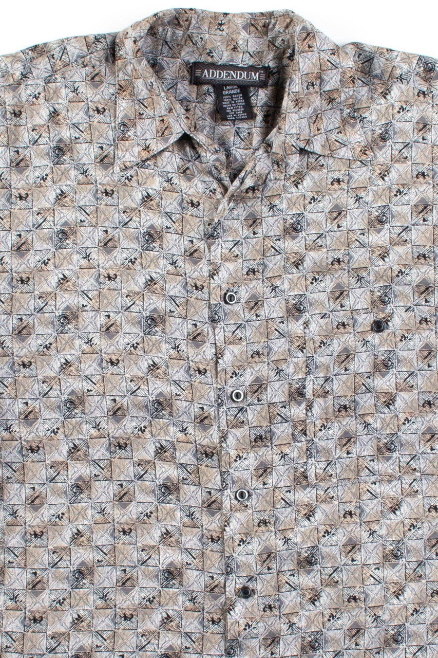 Abstract Checker Button Up Shirt