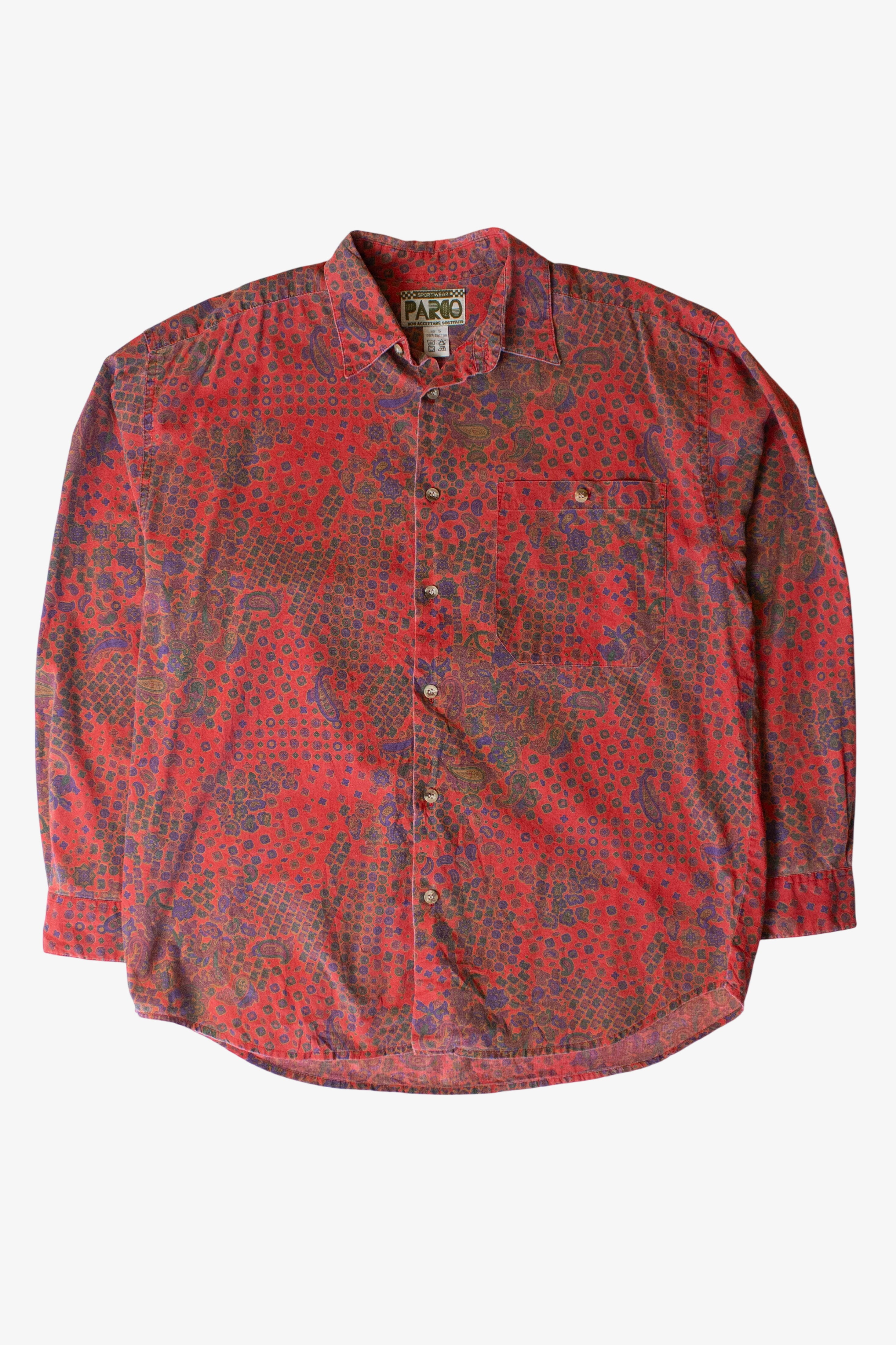 Vintage Red Paisley Button Up Shirt (1980s)