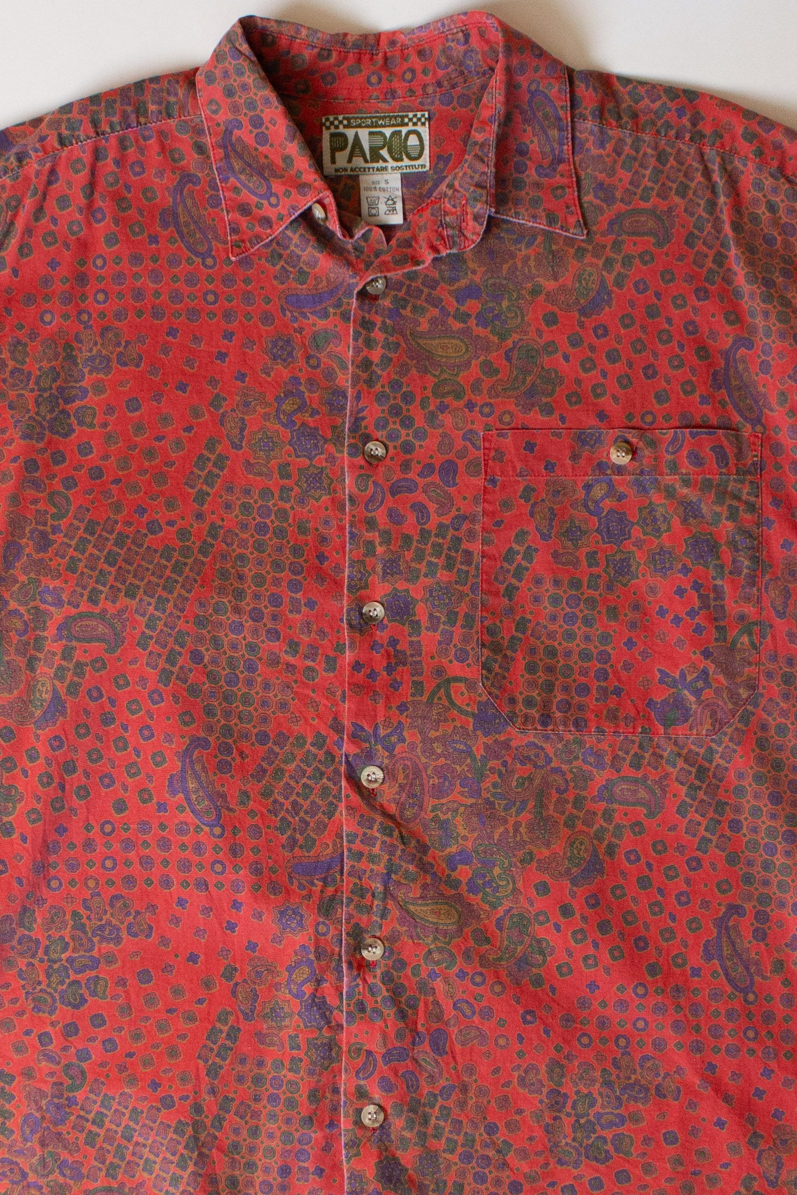 Vintage Red Paisley Button Up Shirt (1980s)
