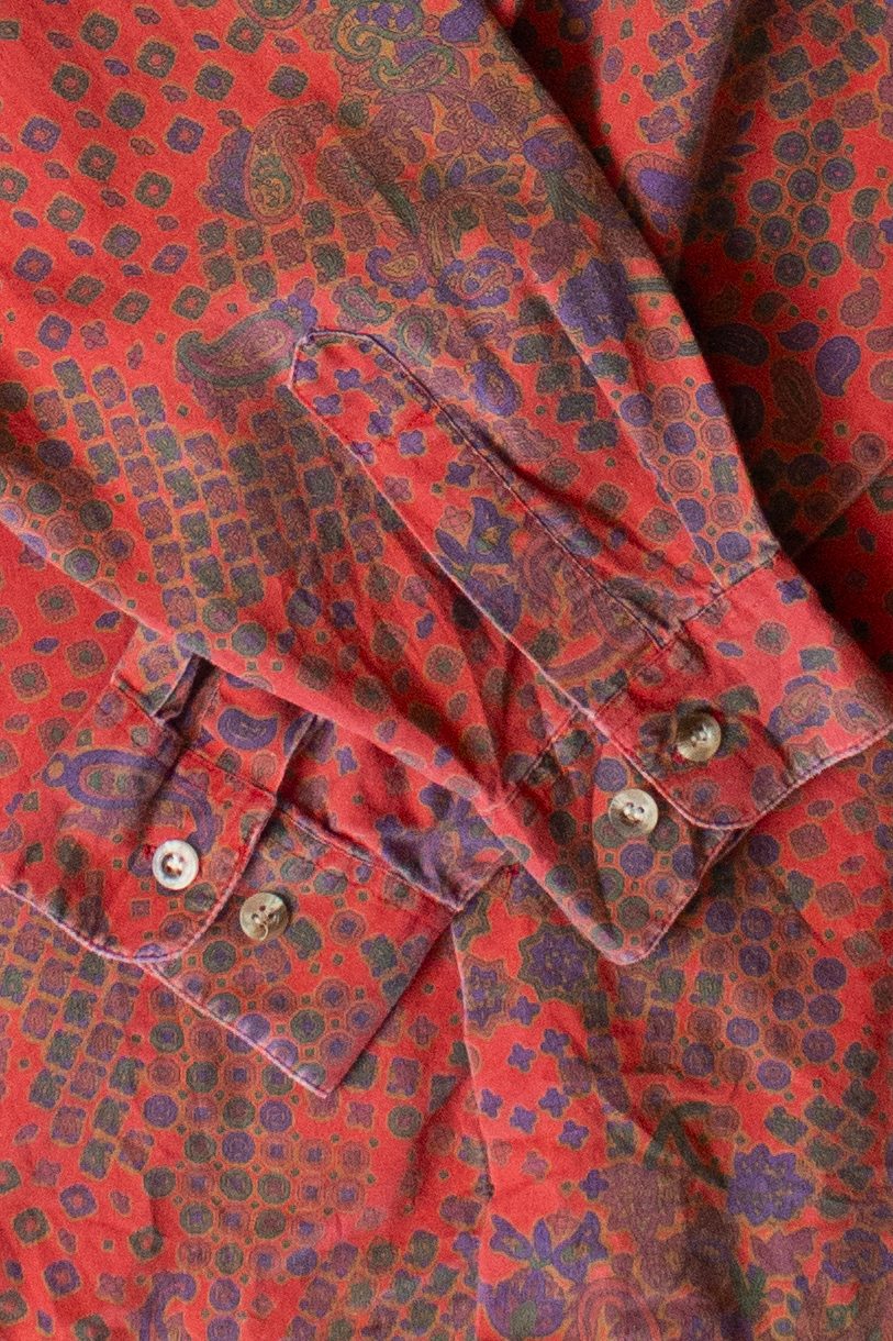 Vintage Red Paisley Button Up Shirt (1980s)