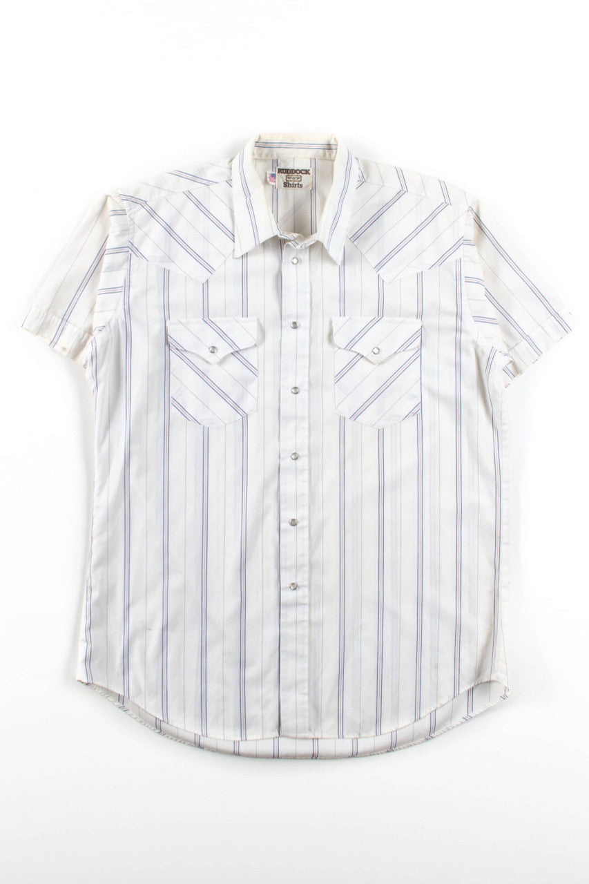 Vintage Striped Snap Button Up Shirt