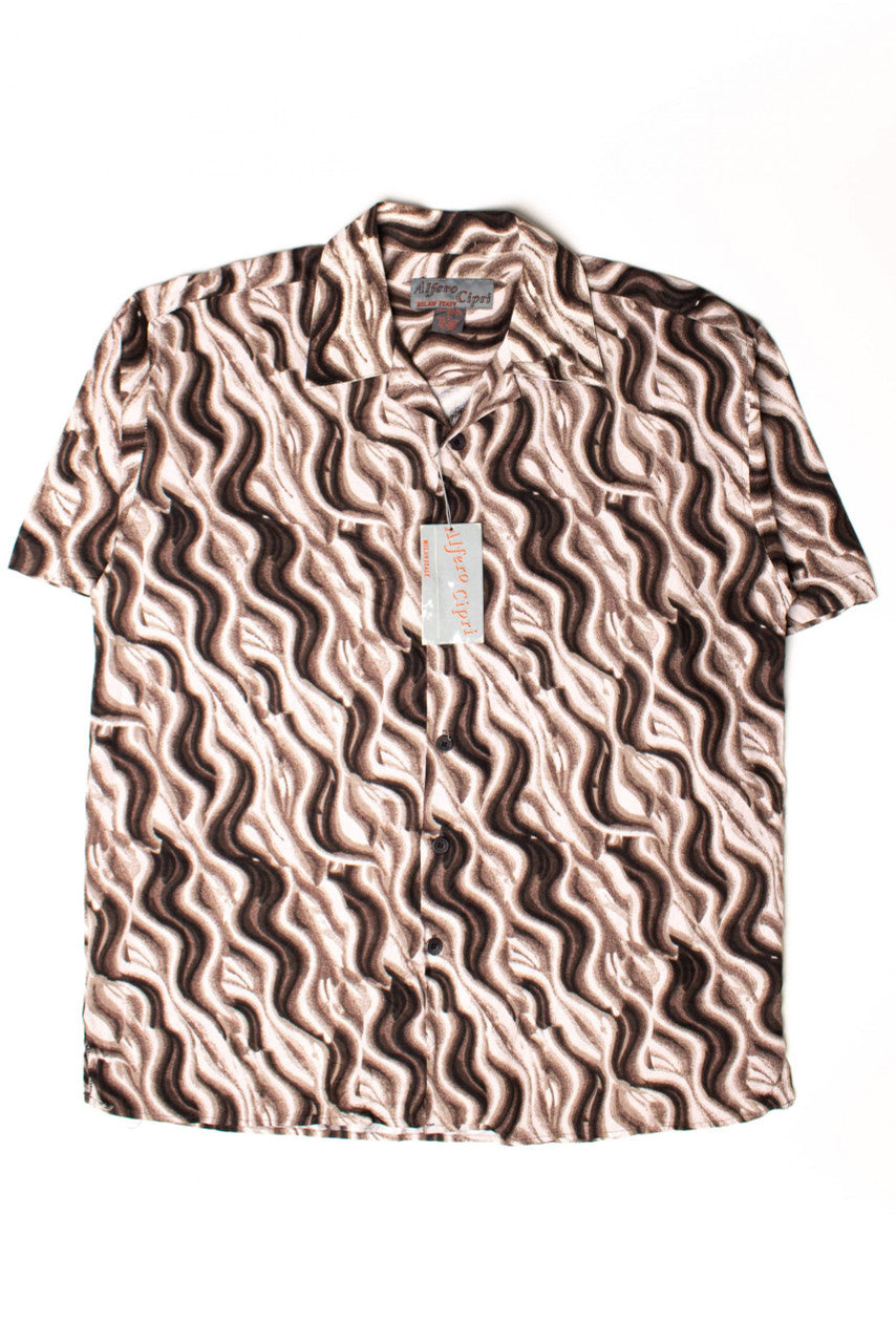Vintage Chocolate Waves Button Up Shirt