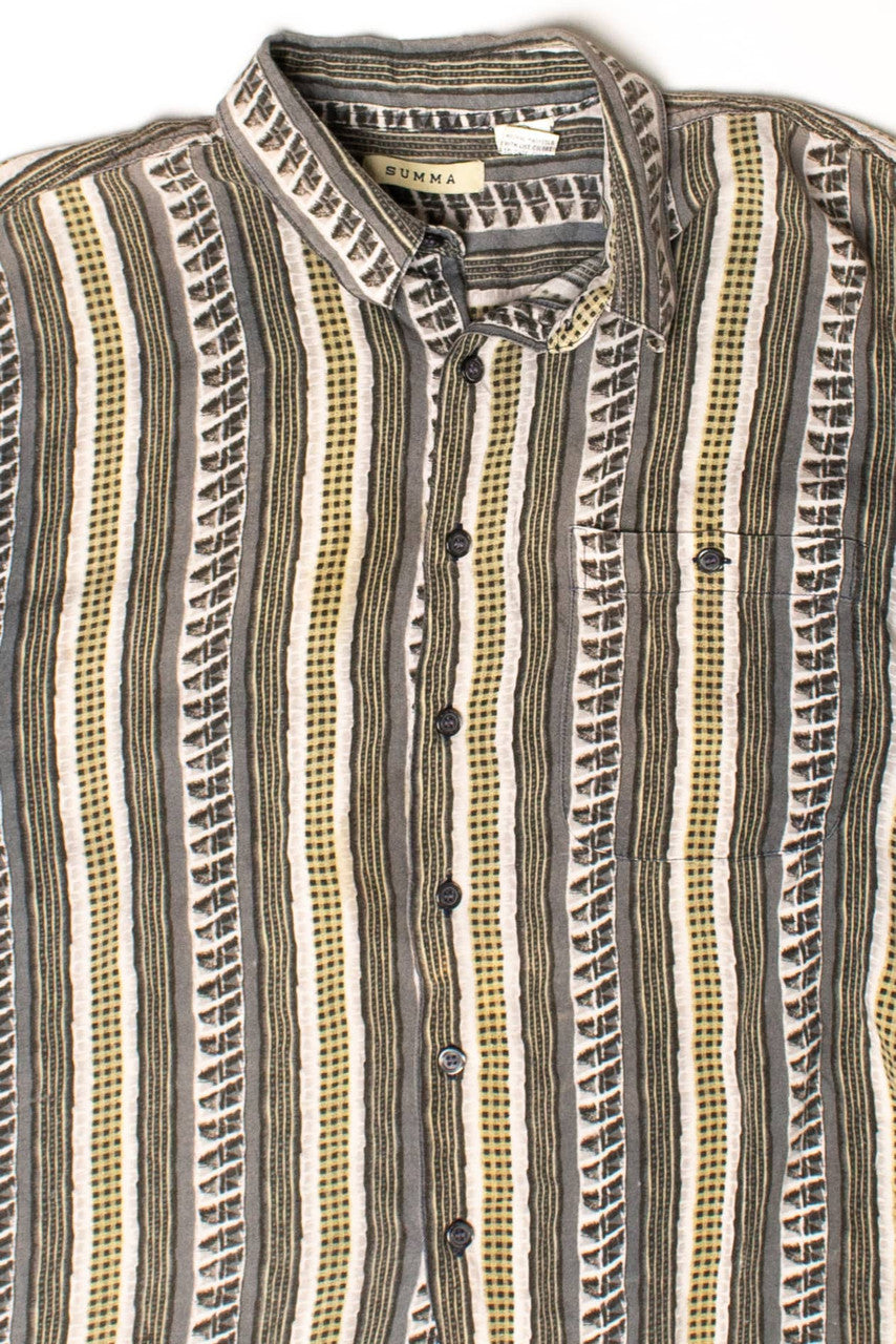 Vintage Checker Striped Button Up Shirt