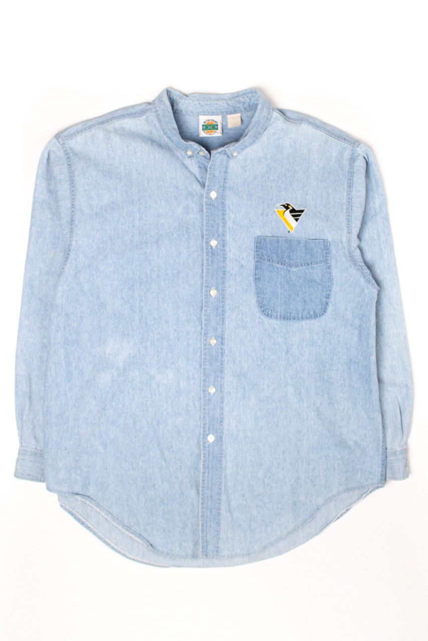 Vintage Pittsburgh Pirates Denim Button Up Shirt (1990s)